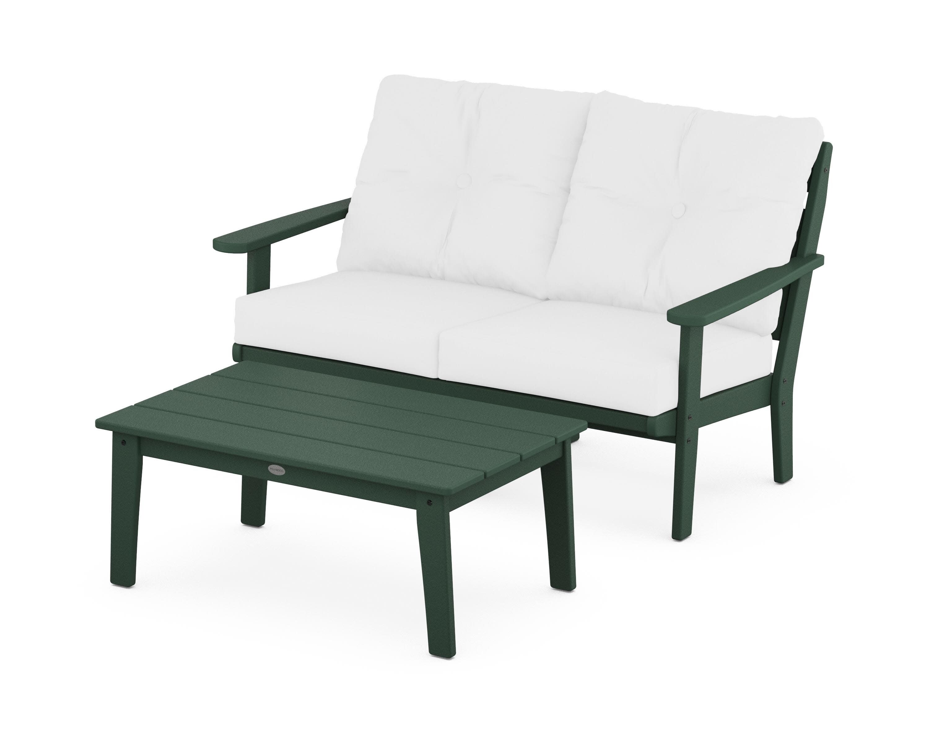 Lakeside 2-Piece Lounge Loveseat Set in Green / Natural