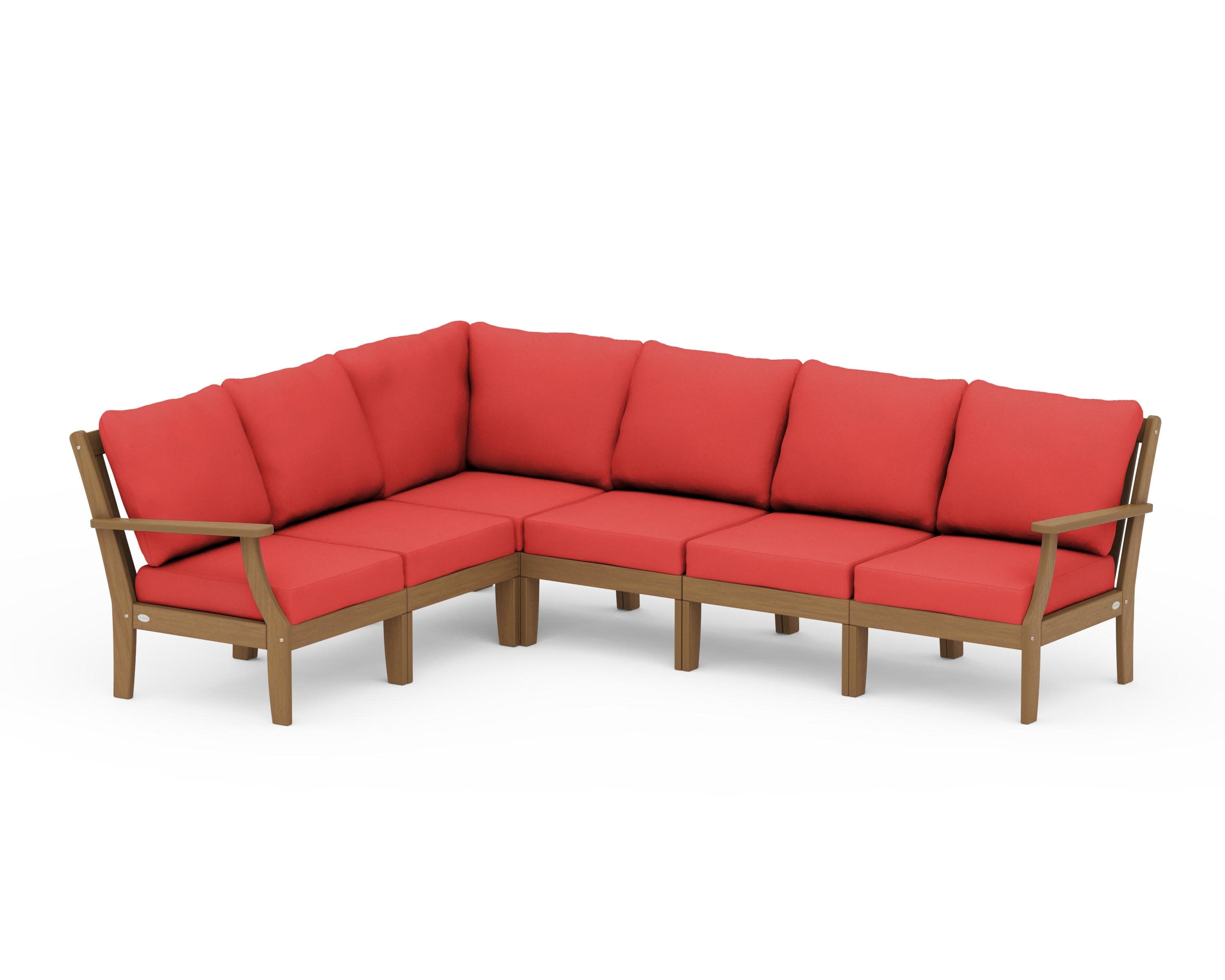 Braxton Modular 6-Piece Deep Seating Set in Natural / Crimson Linen