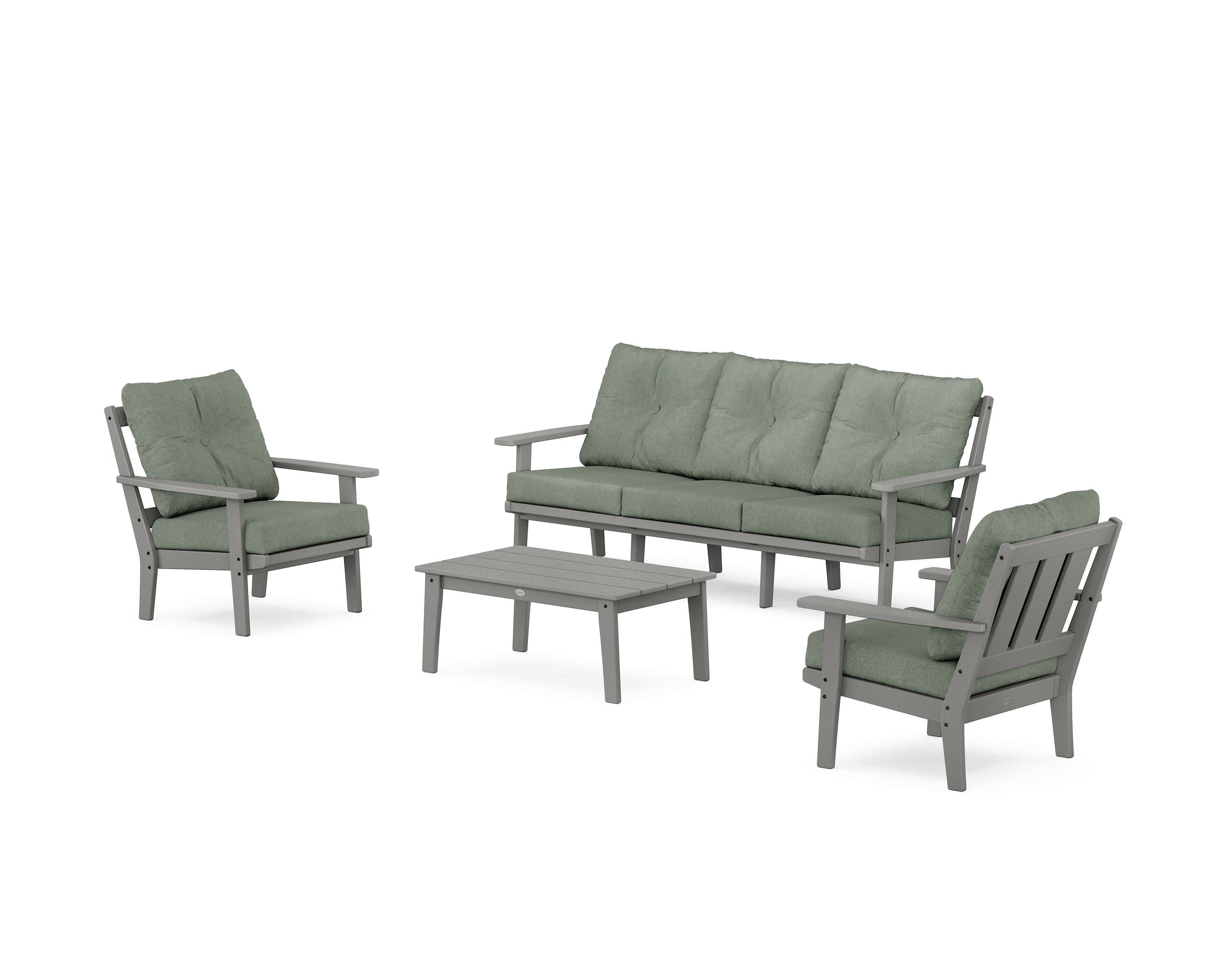 Oxford 4-Piece Deep Seating Set with Sofa in Slate Grey / Cast Sage