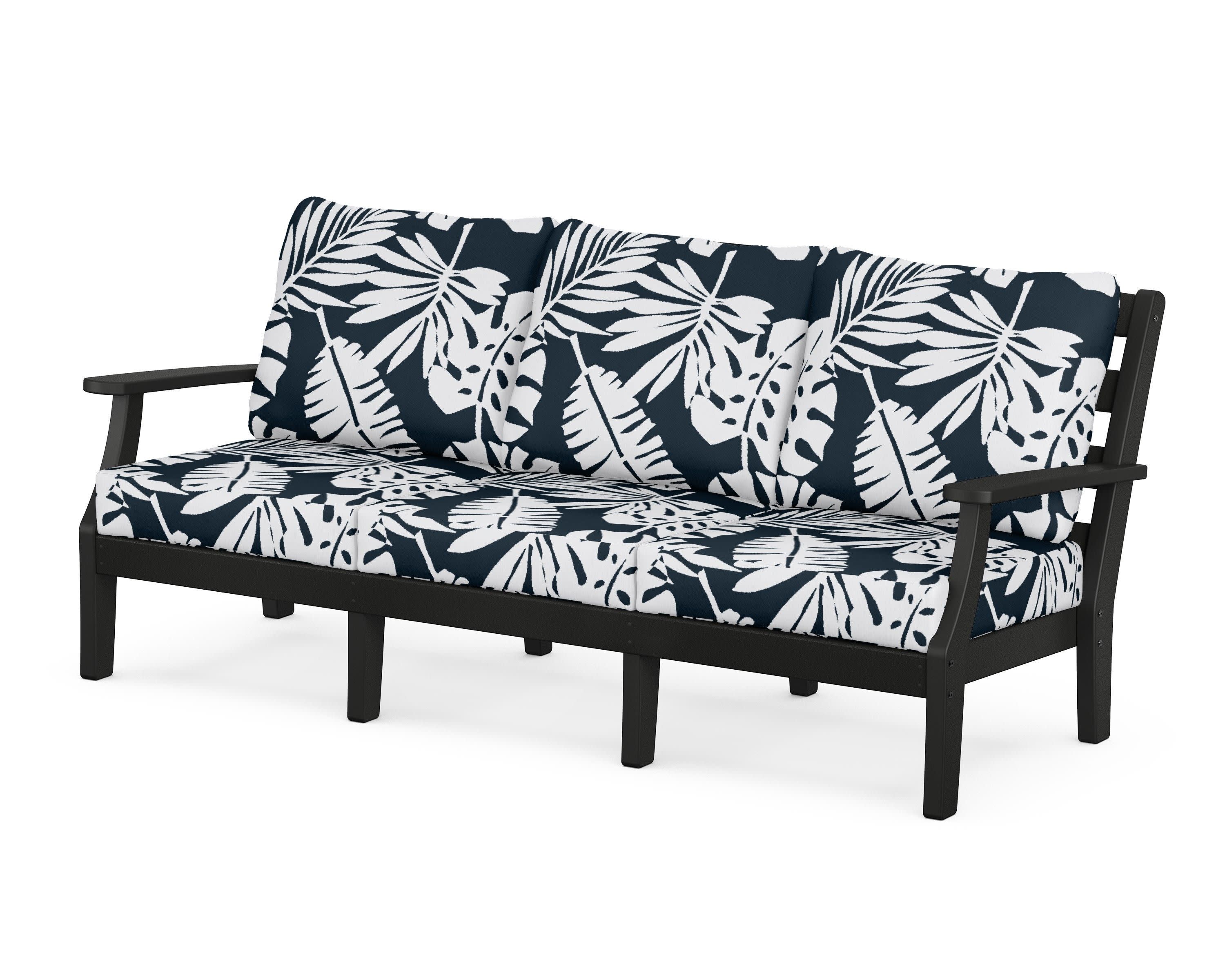 Chesapeake Deep Seating Sofa in Black / Leaf Marine Indigo