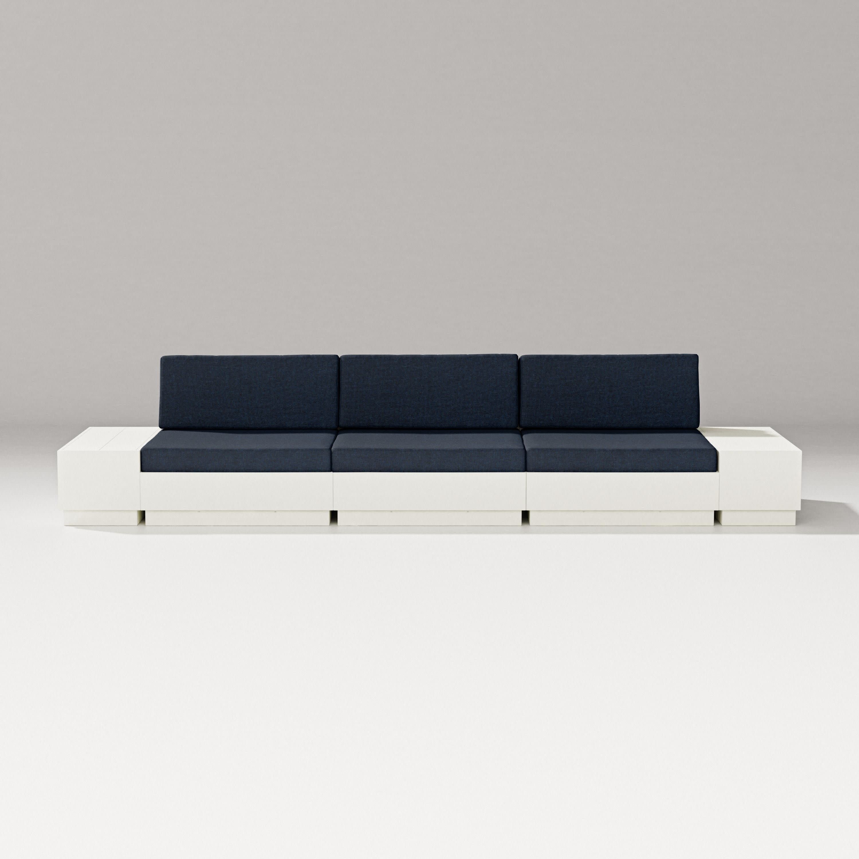Elevate Straight Sectional in Vintage White / Marine Indigo