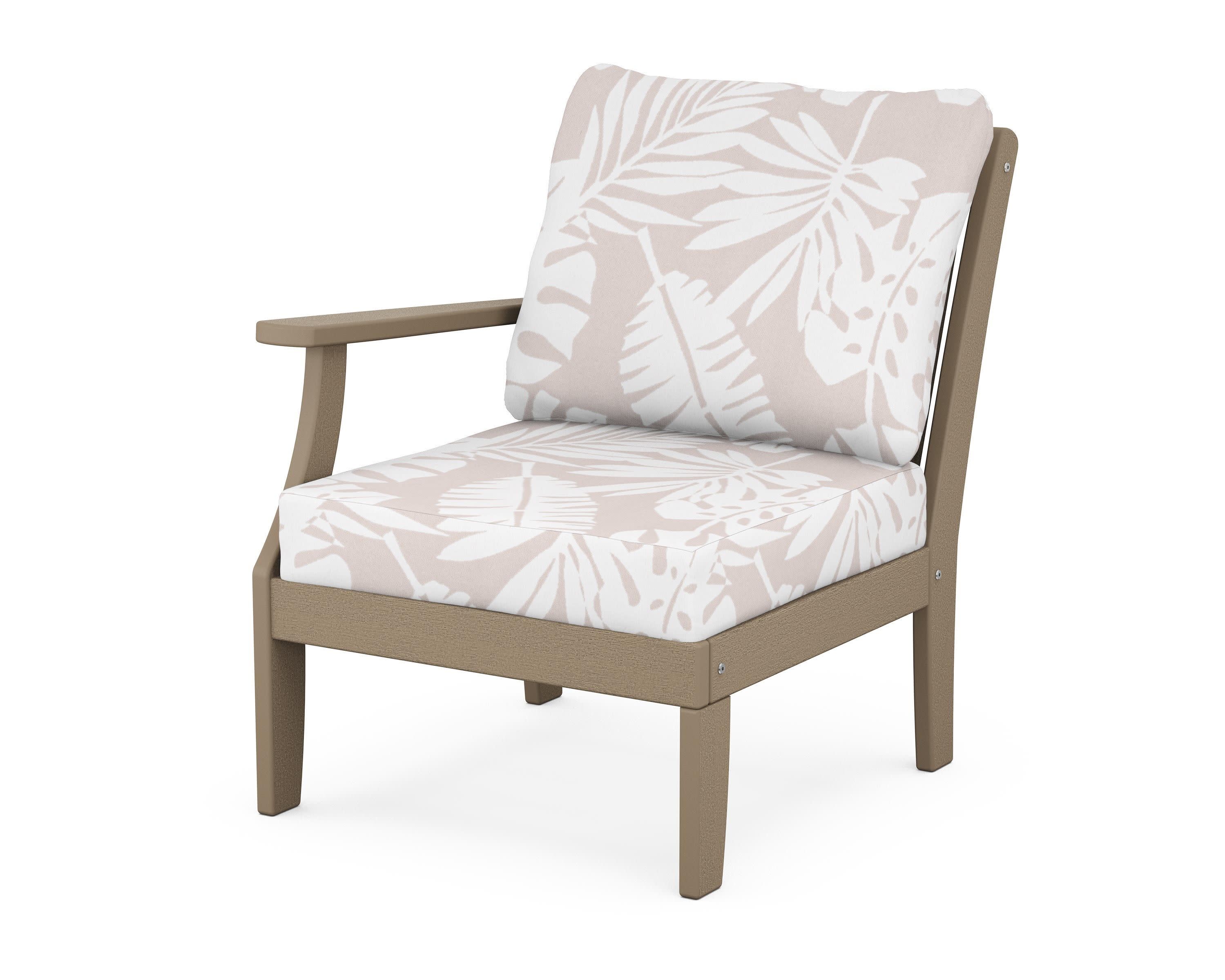 Braxton Modular Left Arm Chair in Vintage Sahara / Leaf Dune Burlap