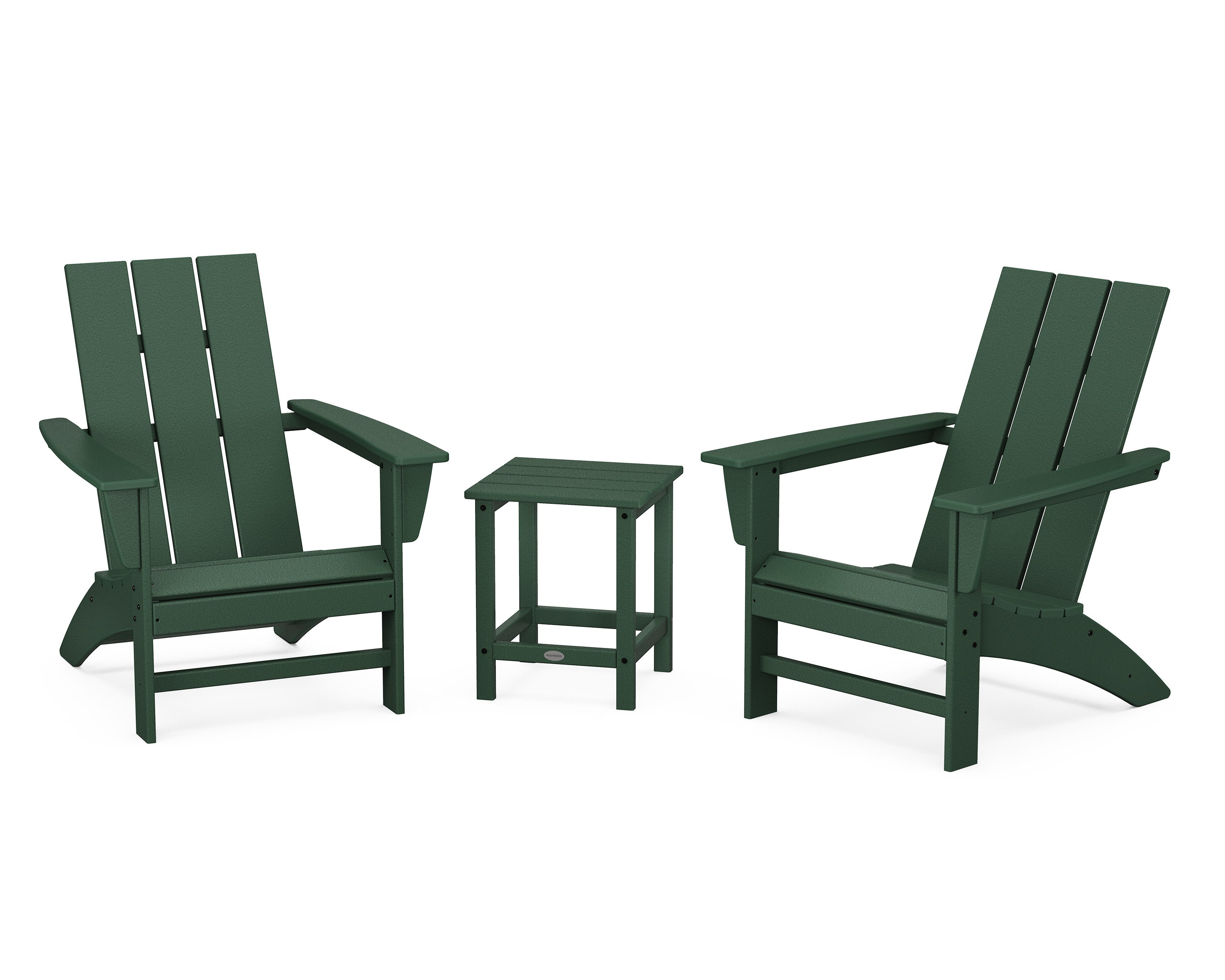 Modern 3-Piece Adirondack Set with Long Island 18" Side Table in Green