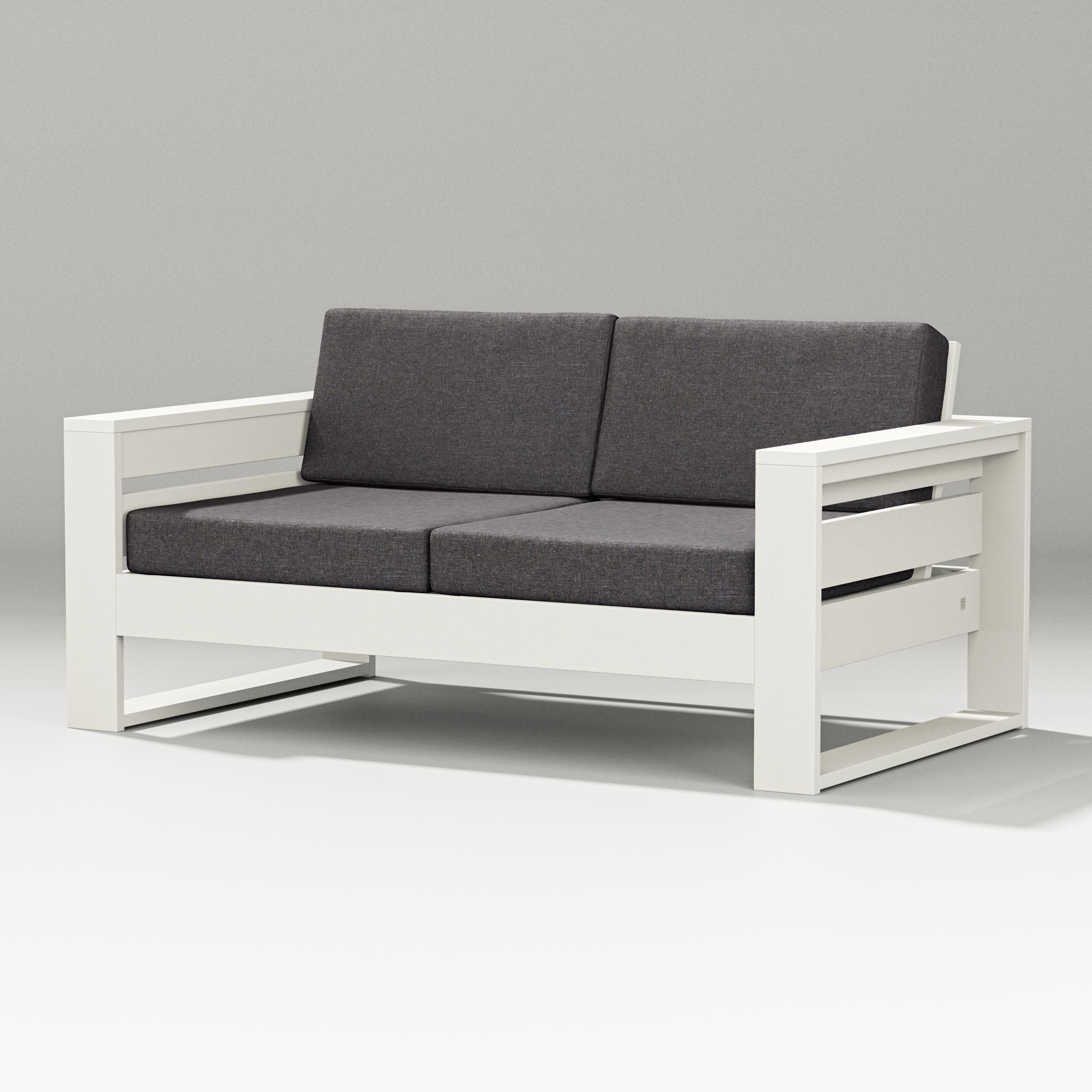 Latitude Loveseat in Vintage White / Ash Charcoal