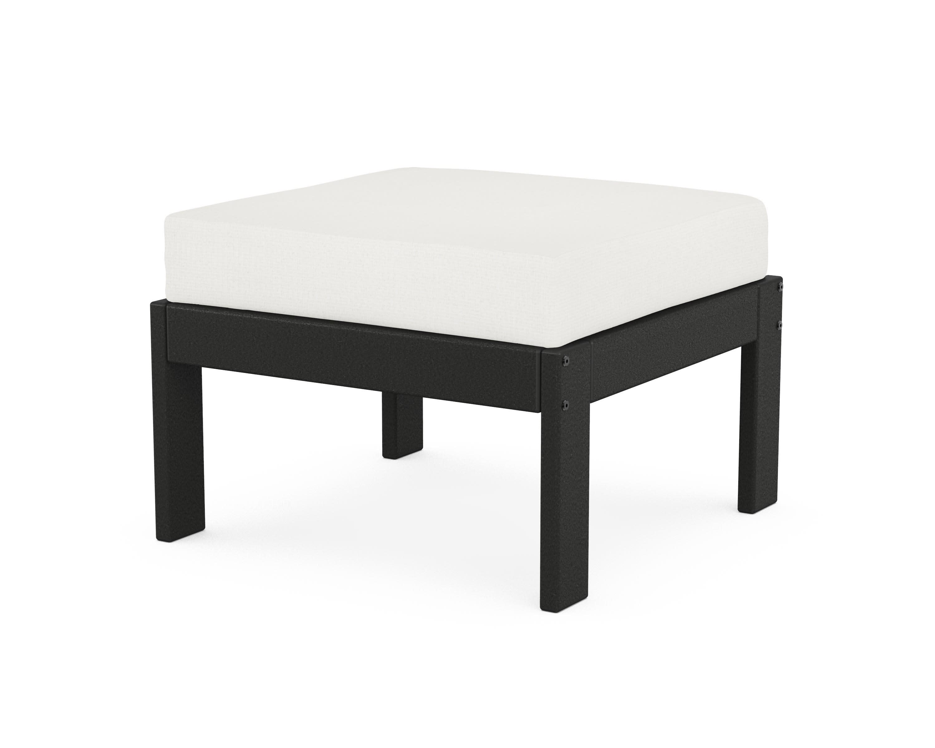 Vineyard Modular Ottoman in Black / Natural Linen