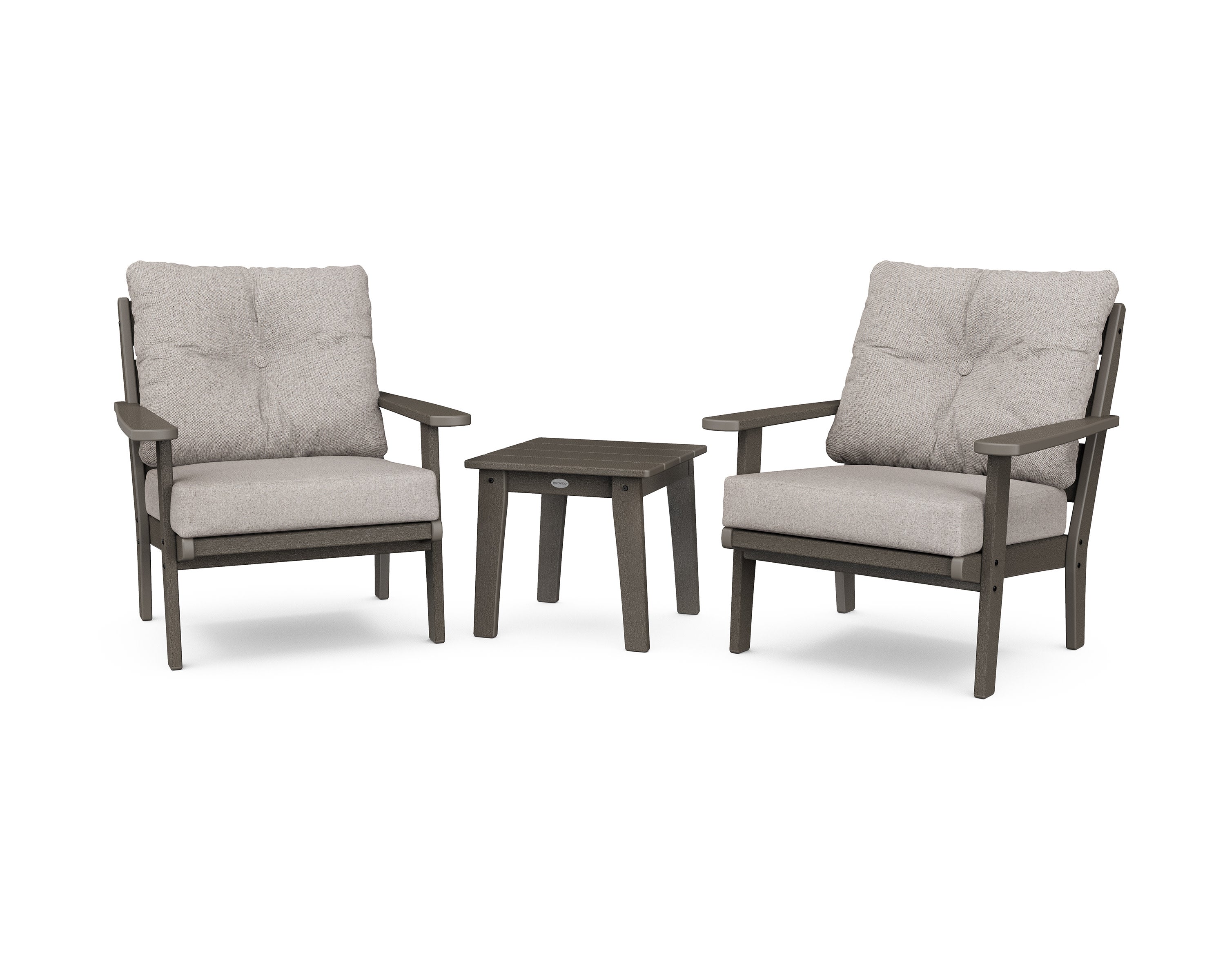 Lakeside 3-Piece Deep Seating Chair Set in Vintage Coffee / Weathered Tweed