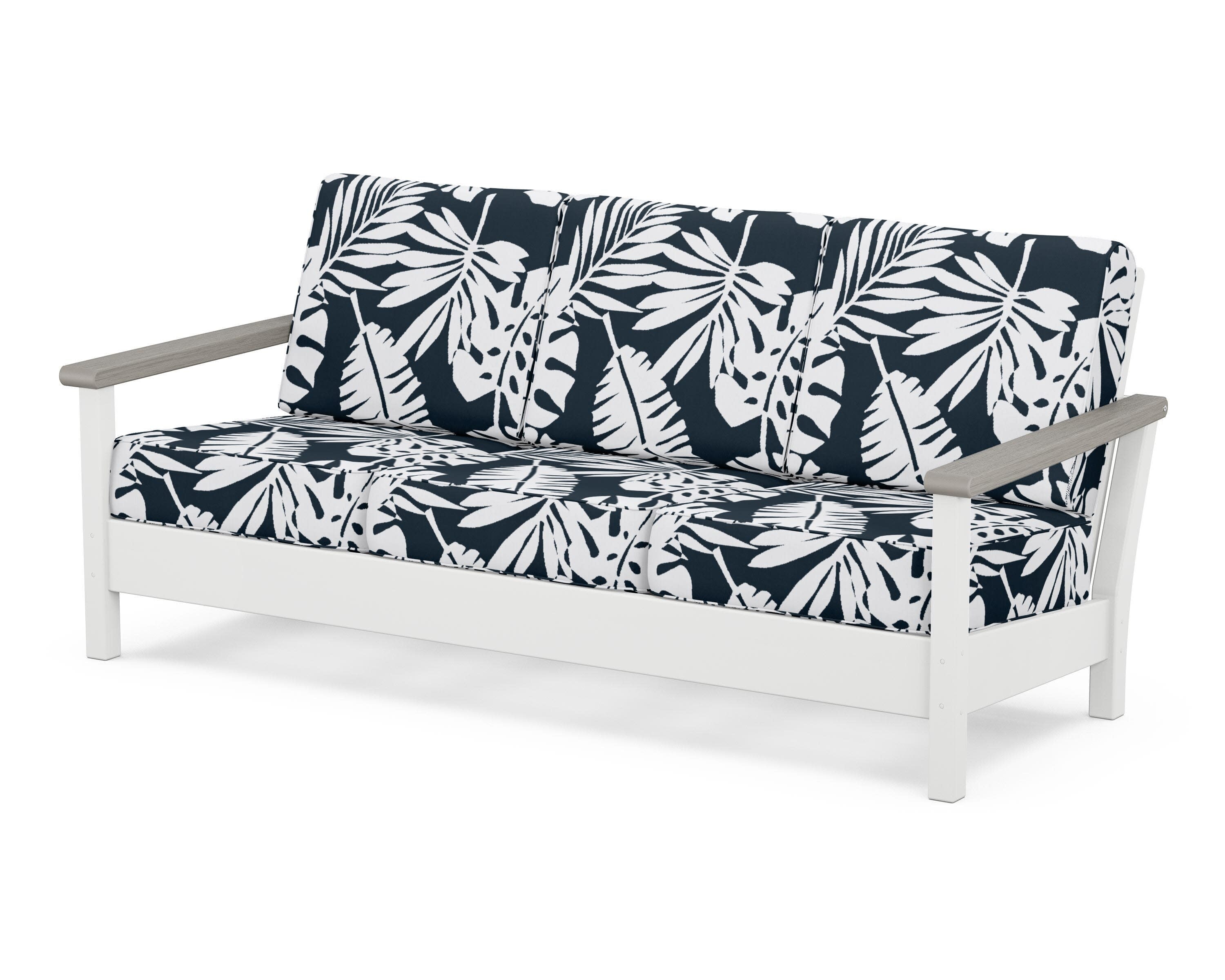 Harbour Deep Seating Sofa in White / Driftwood / Leaf Marine Indigo