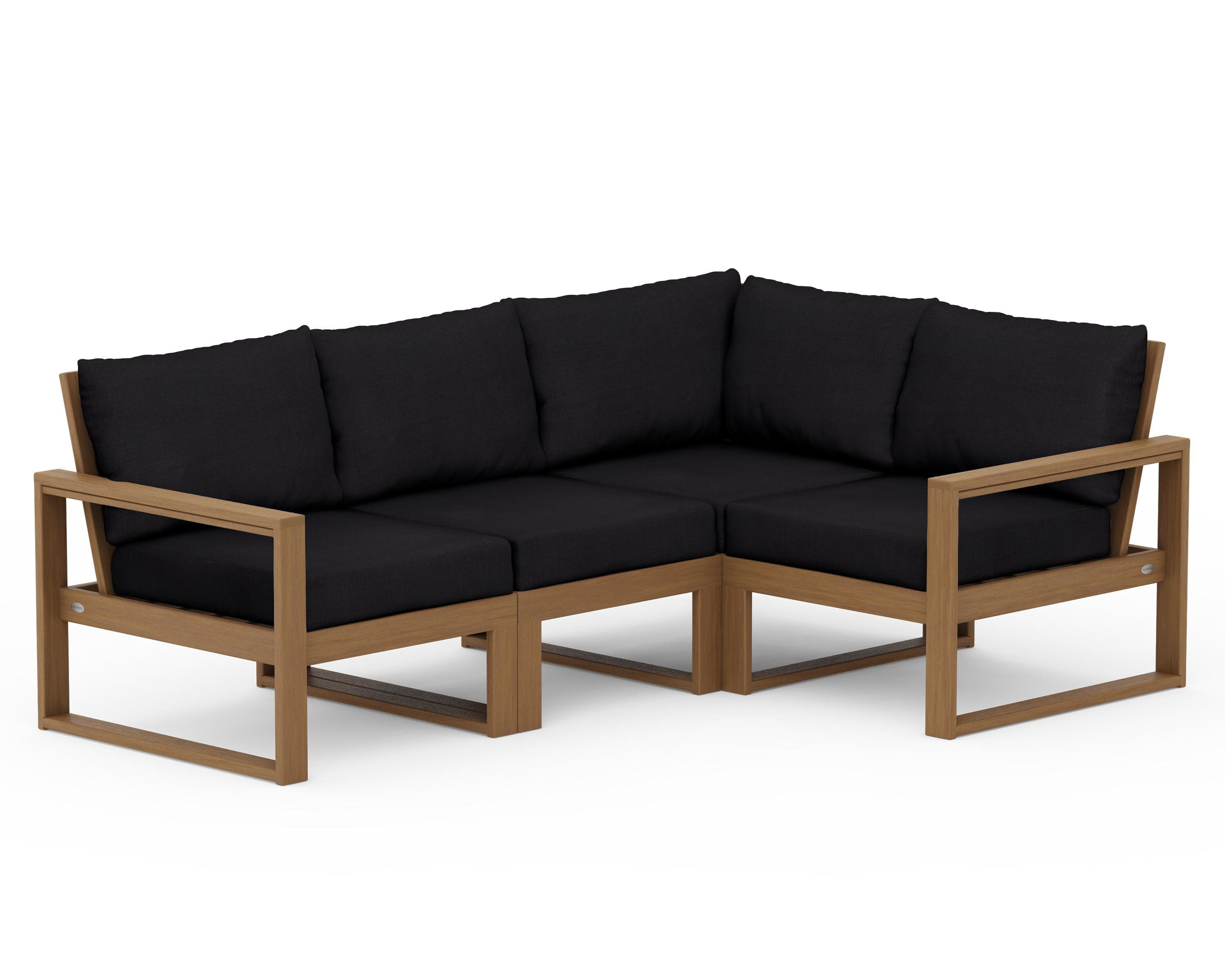 EDGE 4-Piece Modular Deep Seating Set in Natural / Midnight Linen