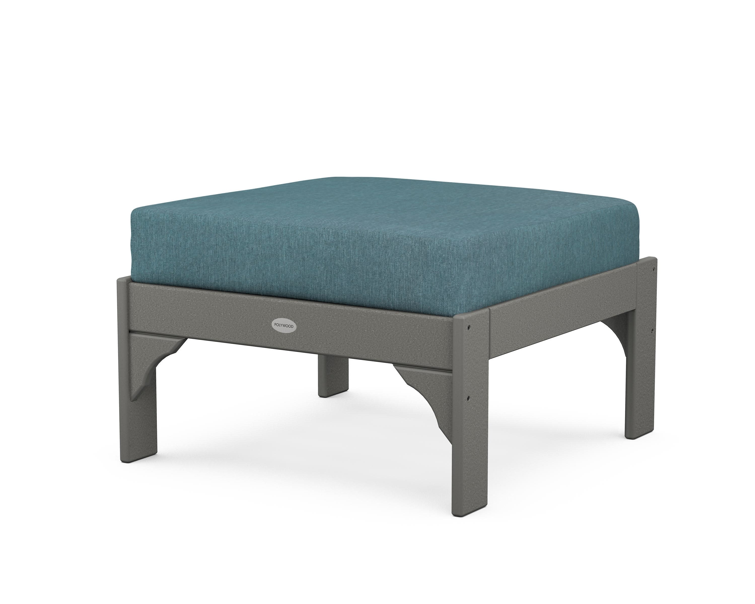 Vineyard Deep Seating Ottoman in Slate Grey / Ocean Teal