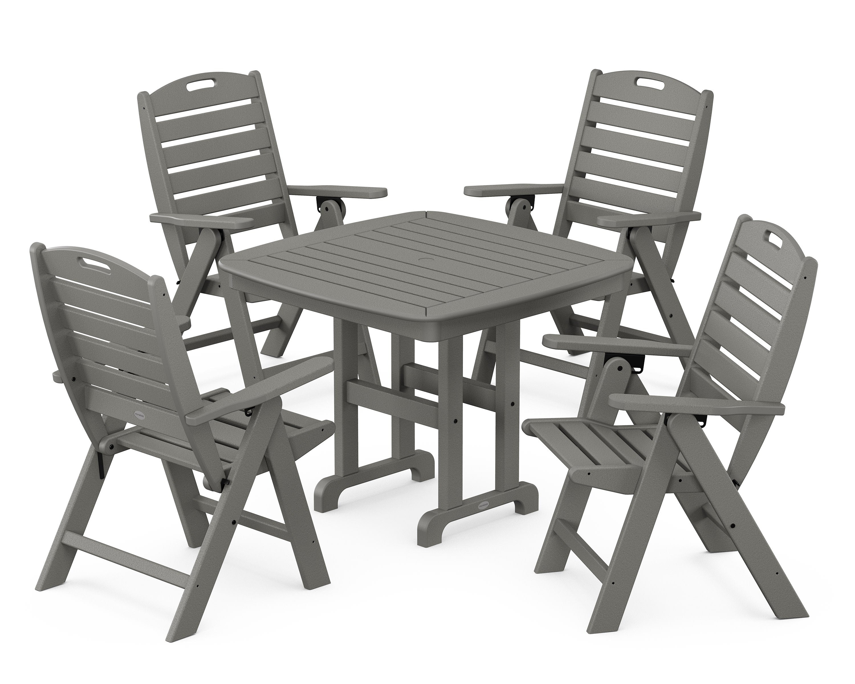 Nautical Folding Highback Chair 5-Piece Dining Set in Slate Grey