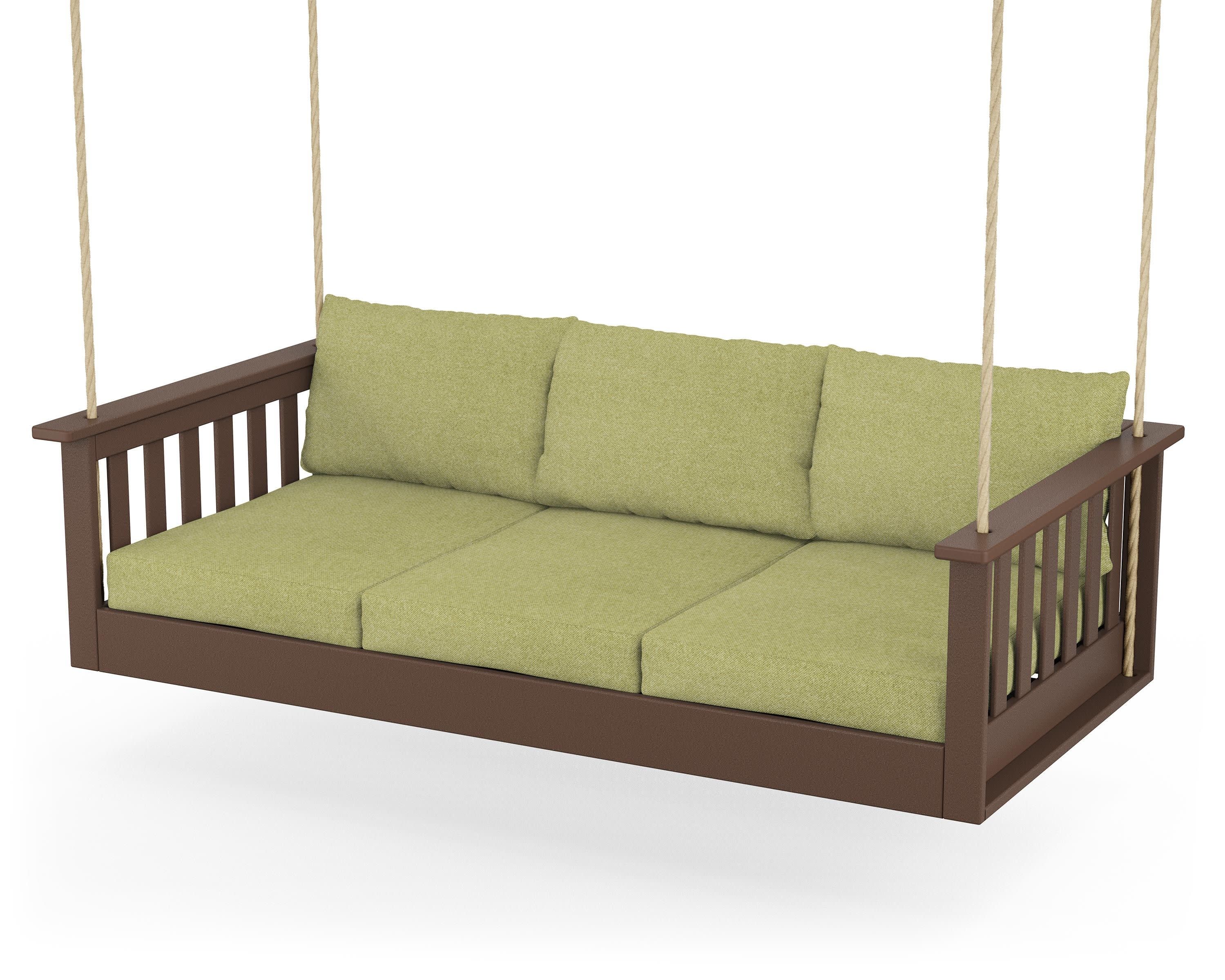 Vineyard Daybed Swing in Mahogany / Chartreuse Boucle
