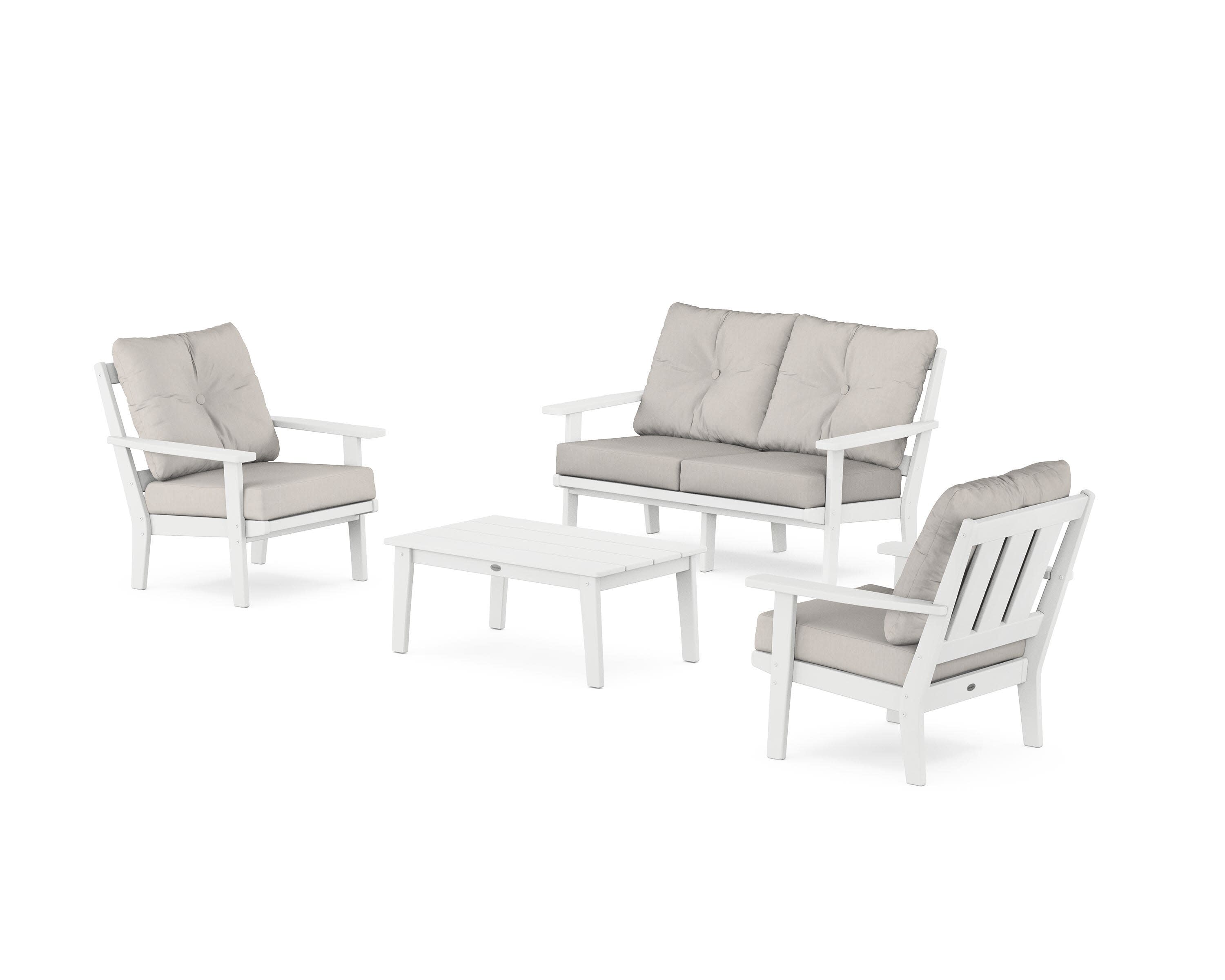 Oxford 4-Piece Deep Seating Set with Loveseat in White / Cast Ash