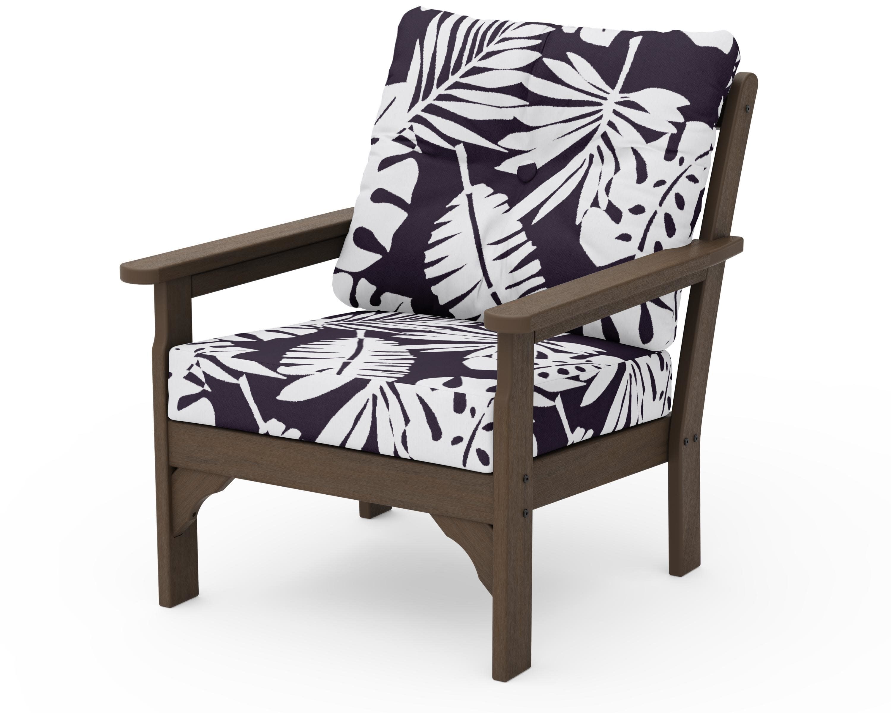 Vineyard Deep Seating Chair in Kona / Leaf Navy