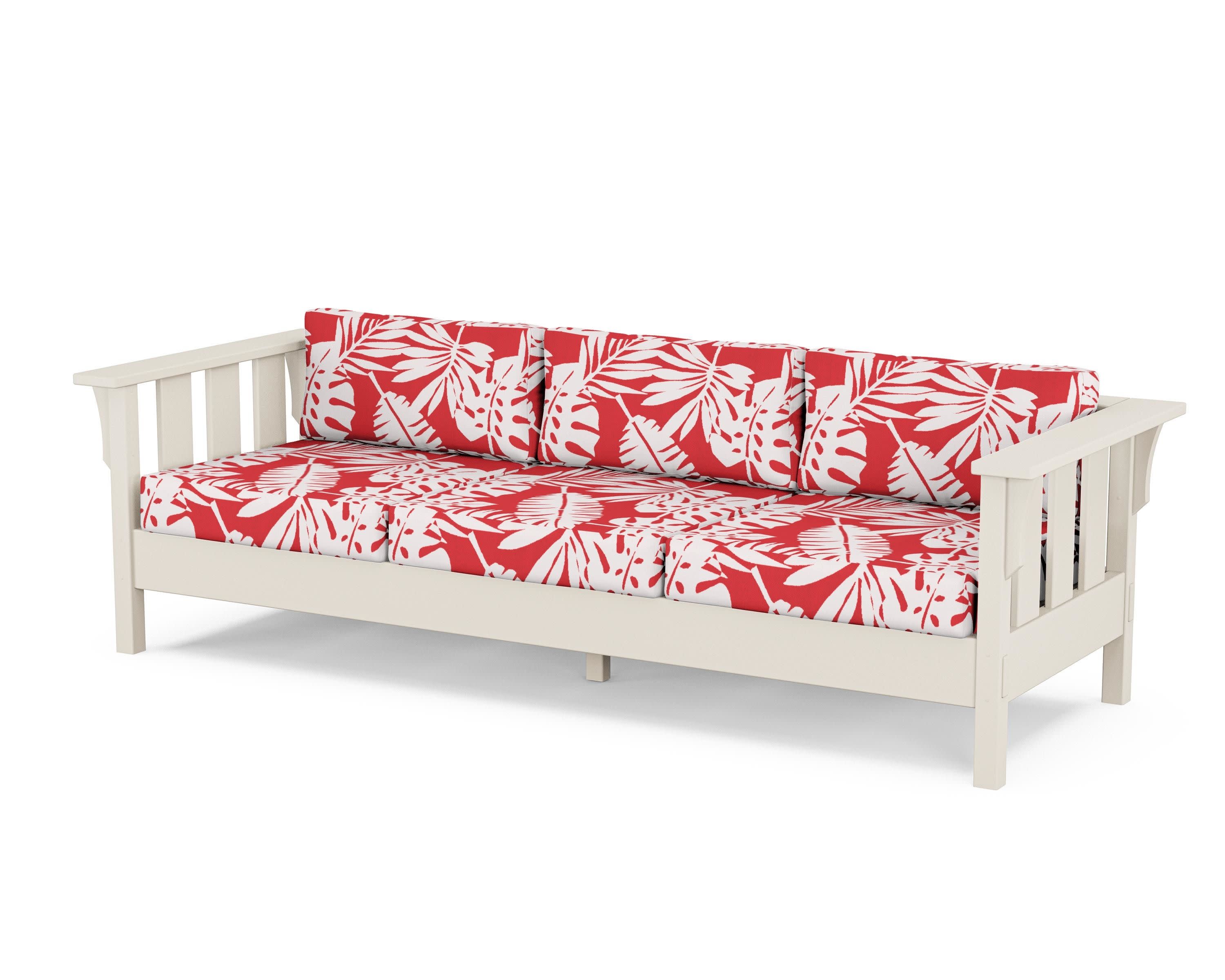 Acadia Deep Seating Sofa in Sand / Leaf Crimson