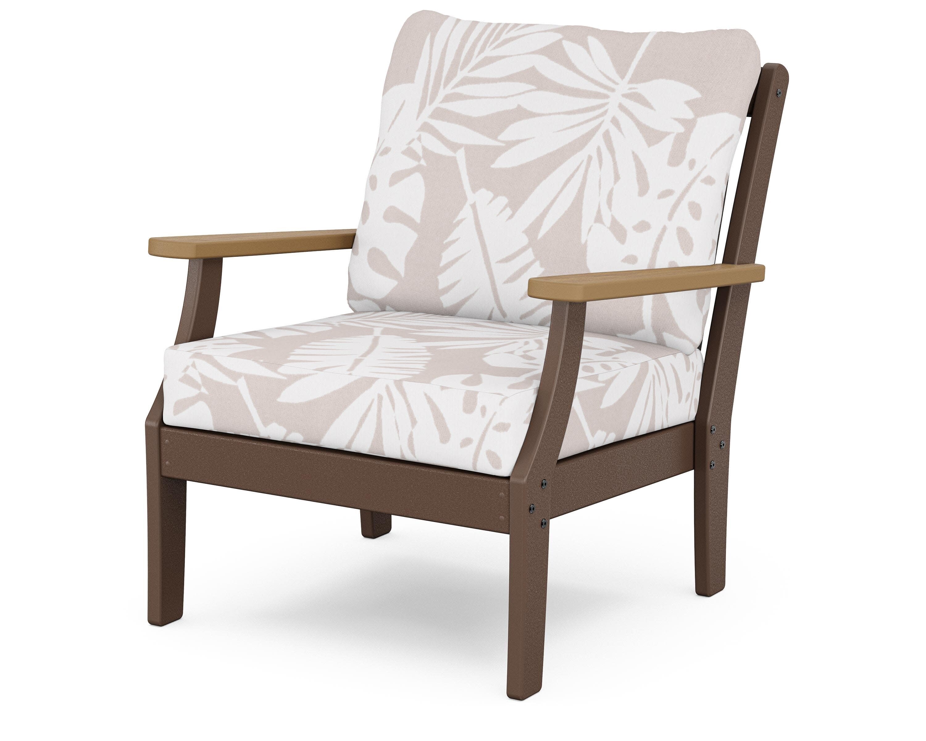 Braxton Deep Seating Chair in Mahogany / Natural / Leaf Dune Burlap