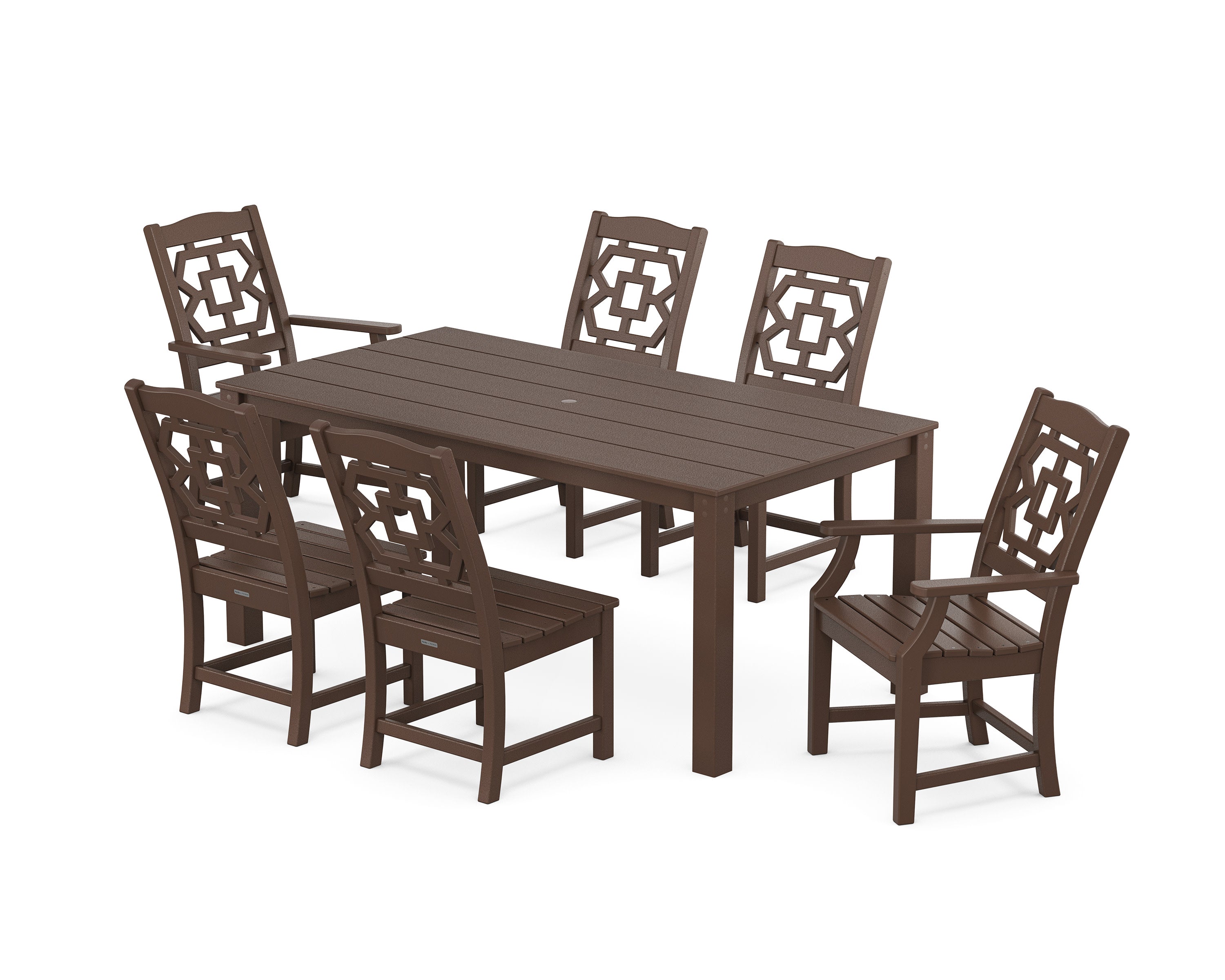 Chinoiserie 7-Piece Parsons Dining Set in Mahogany