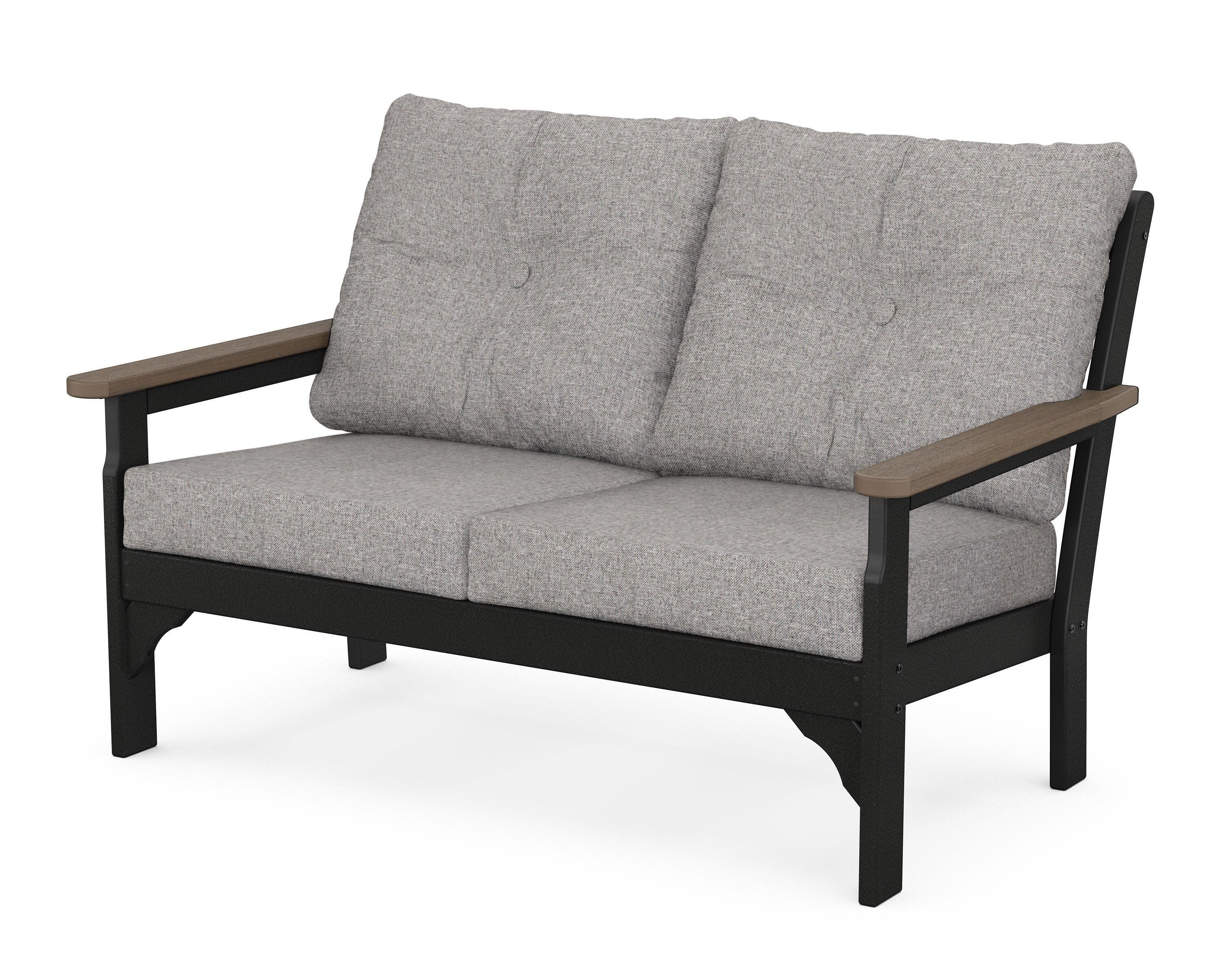 Vineyard Deep Seating Loveseat in Black / Kona / Grey Mist