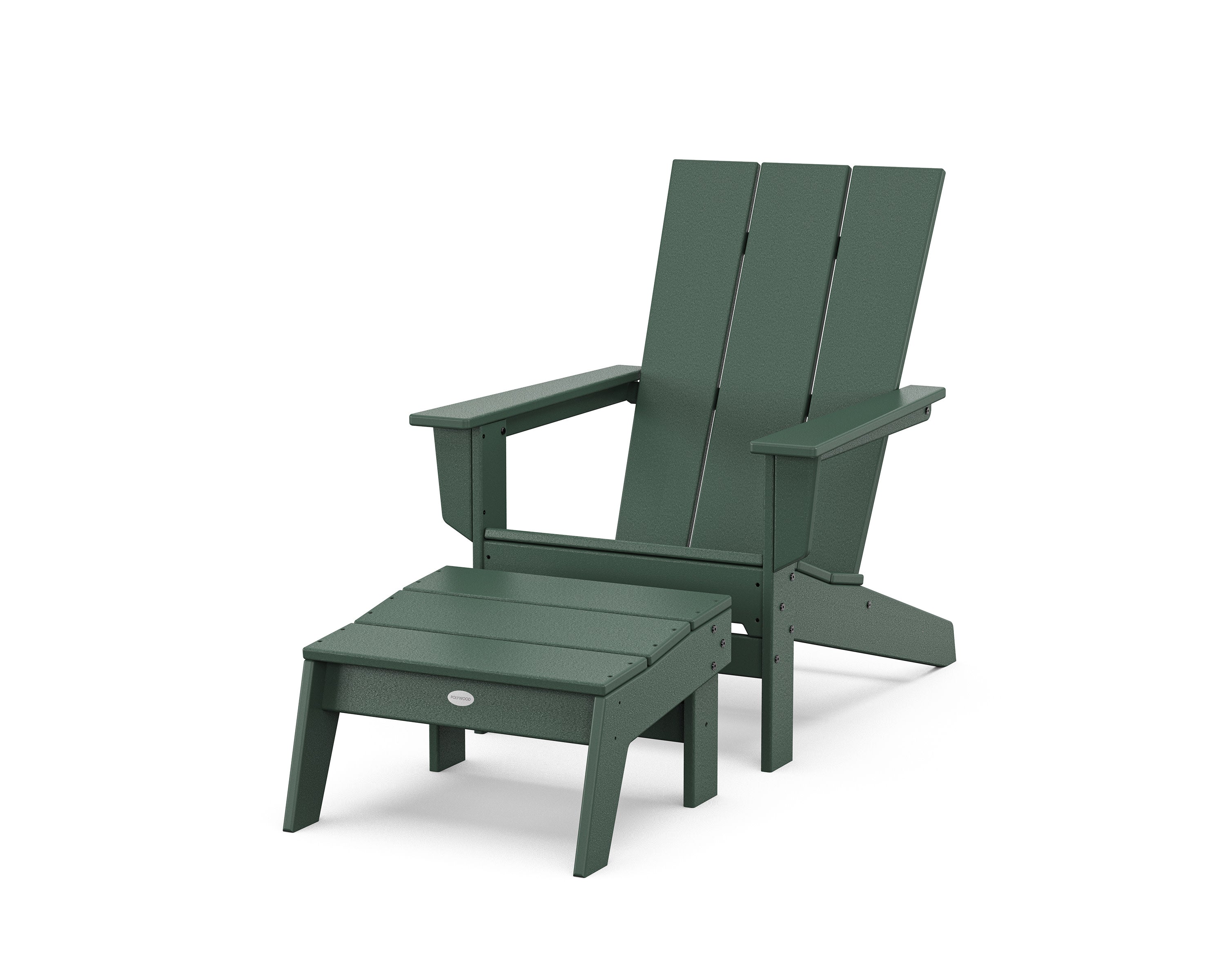 Modern Studio Adirondack Chair with Ottoman in Green