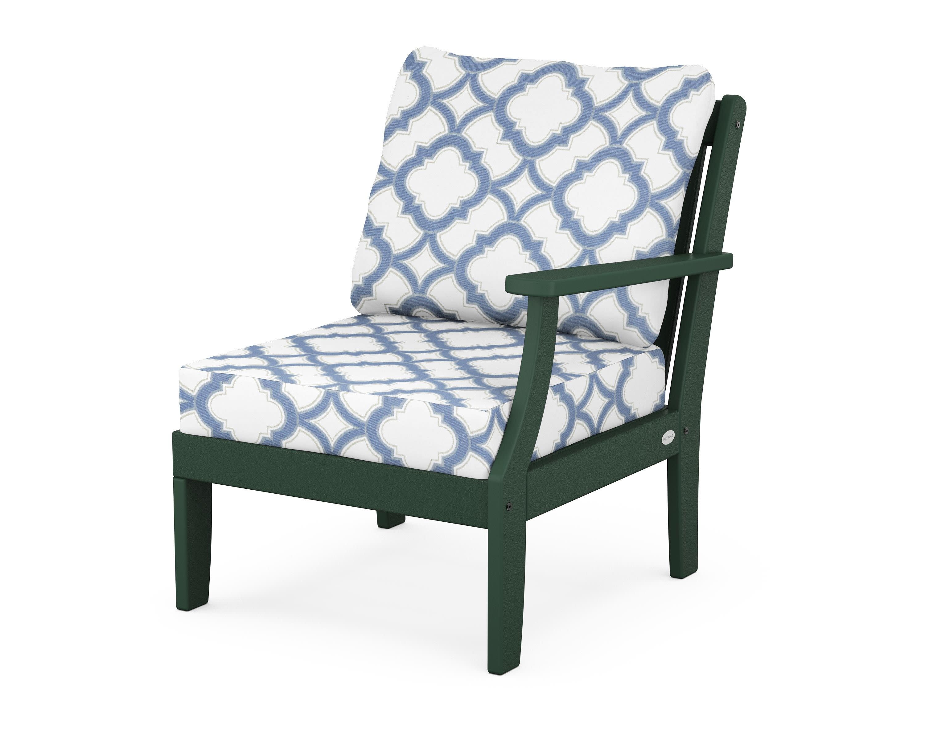 Braxton Modular Right Arm Chair in Green / Trellis Sky Blue