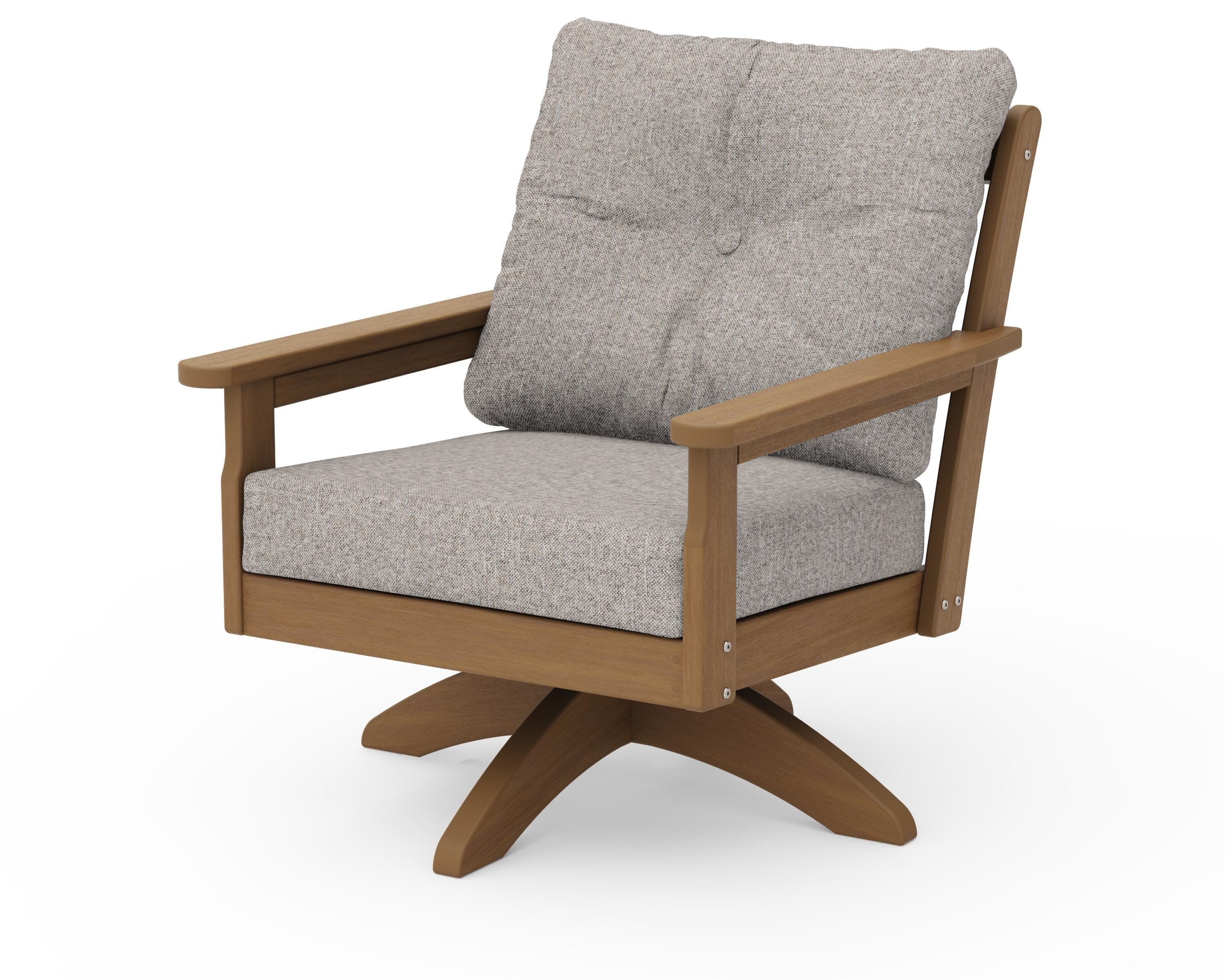 Vineyard Deep Seating Swivel Chair in Natural / Weathered Tweed