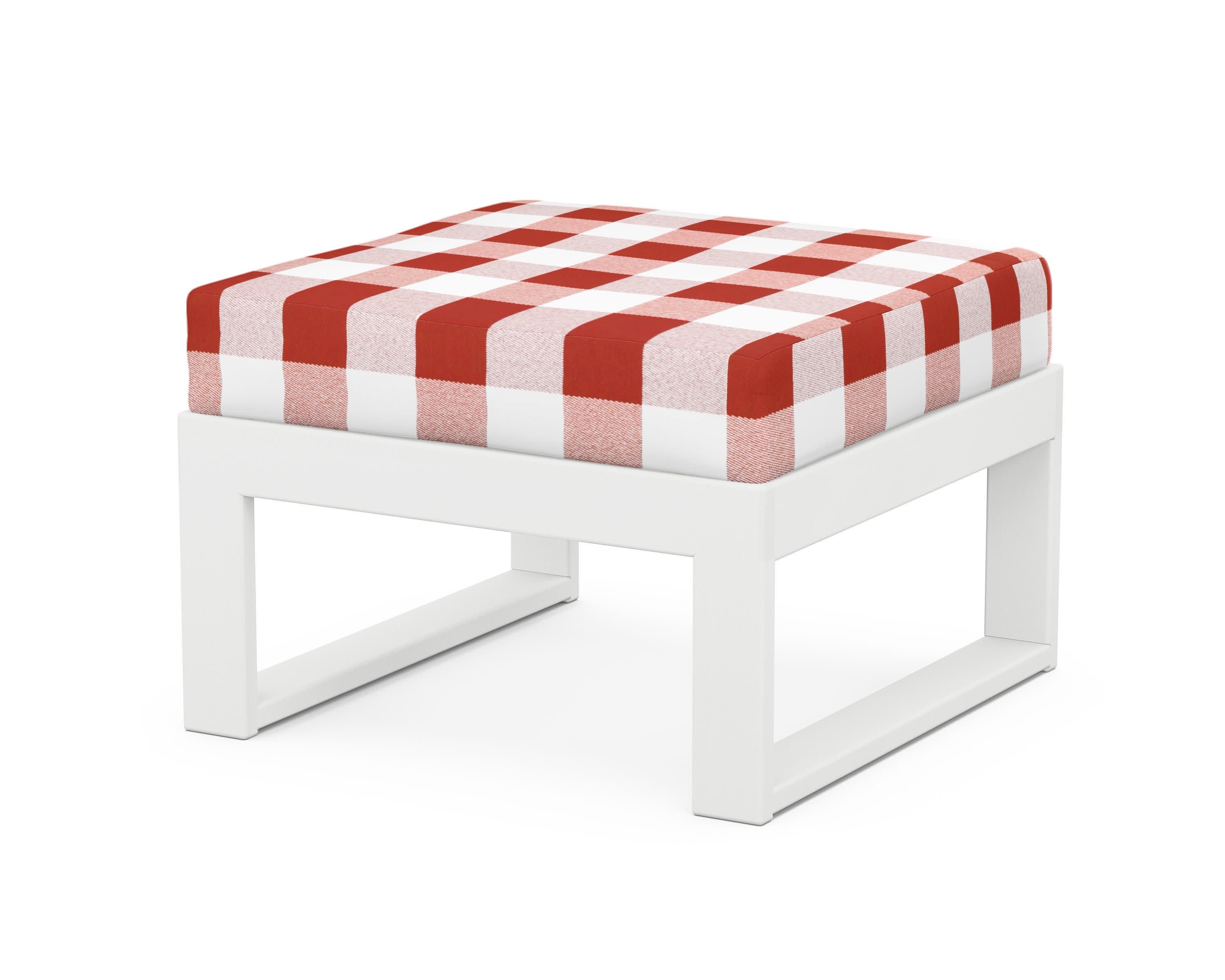 Modular Ottoman - Modern in White / Buffalo Plaid Crimson