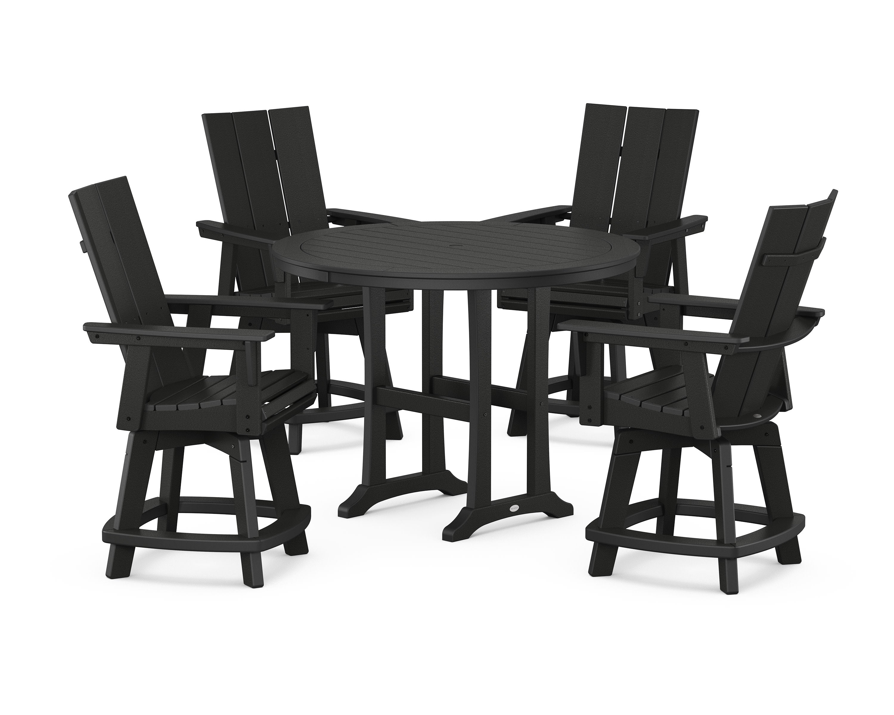 5-Piece Modern Swivel Counter Set in Black