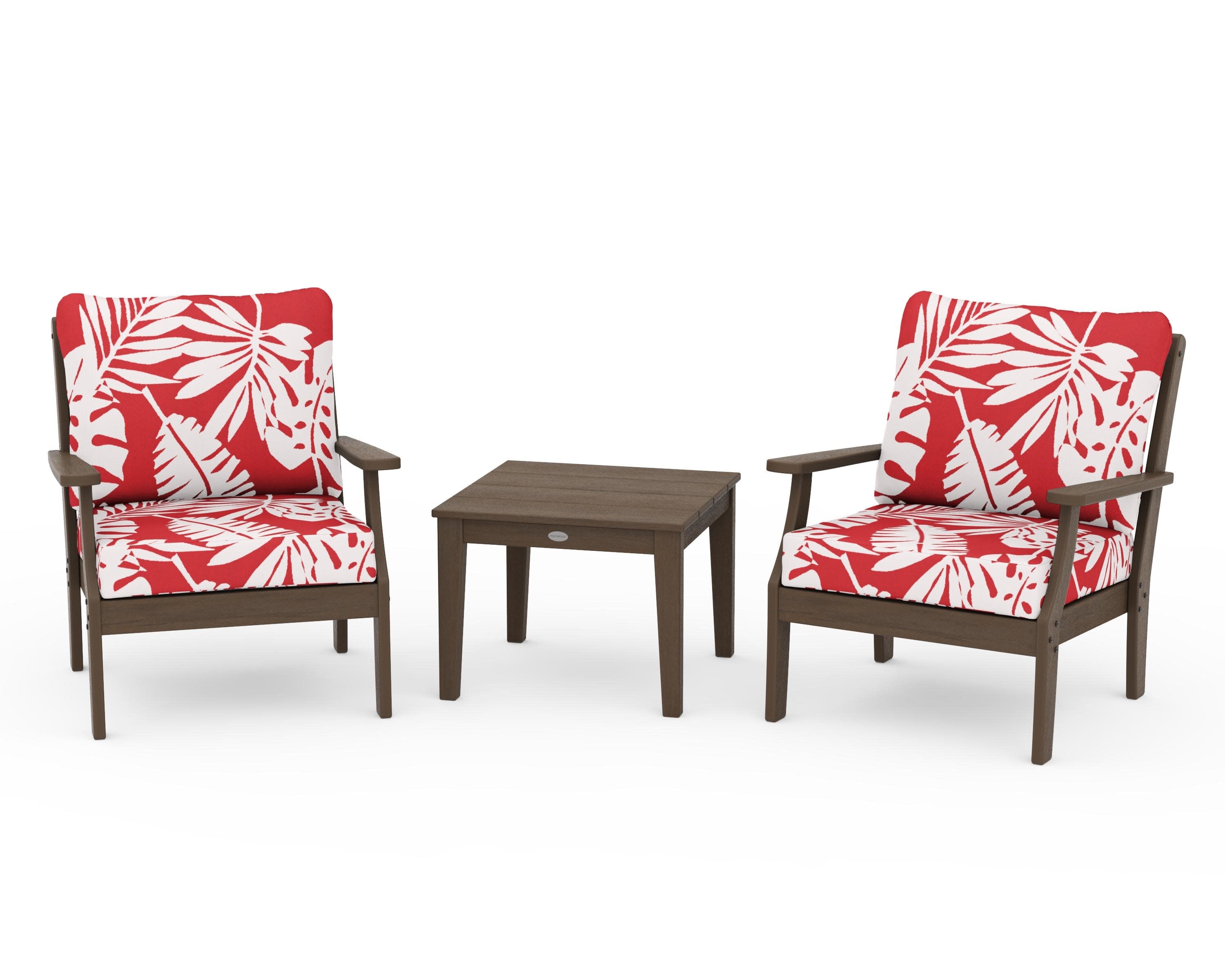 Braxton 3-Piece Deep Seating Set in Kona / Leaf Crimson