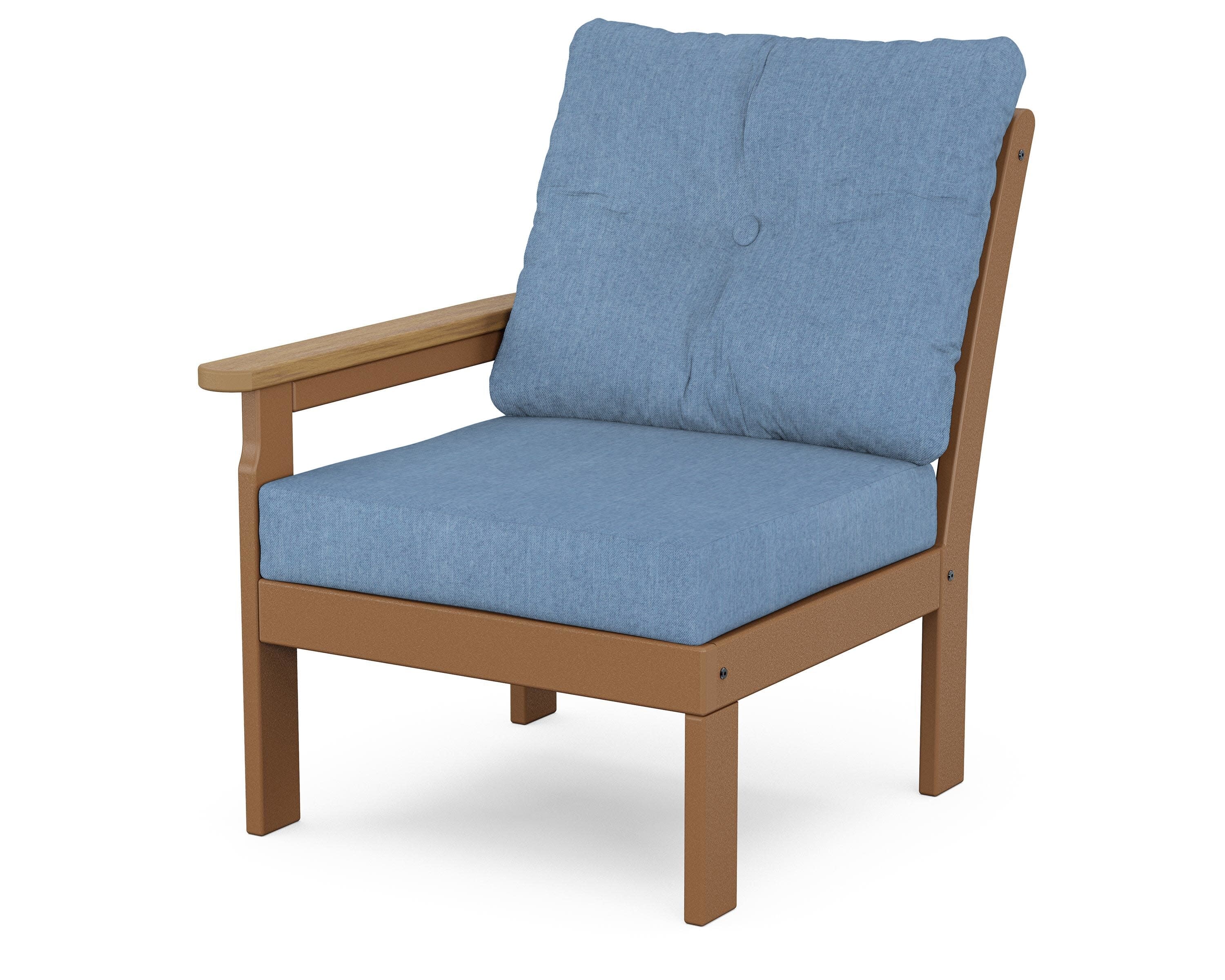 Vineyard Modular Left Arm Chair in Teak / Natural / Sky Blue