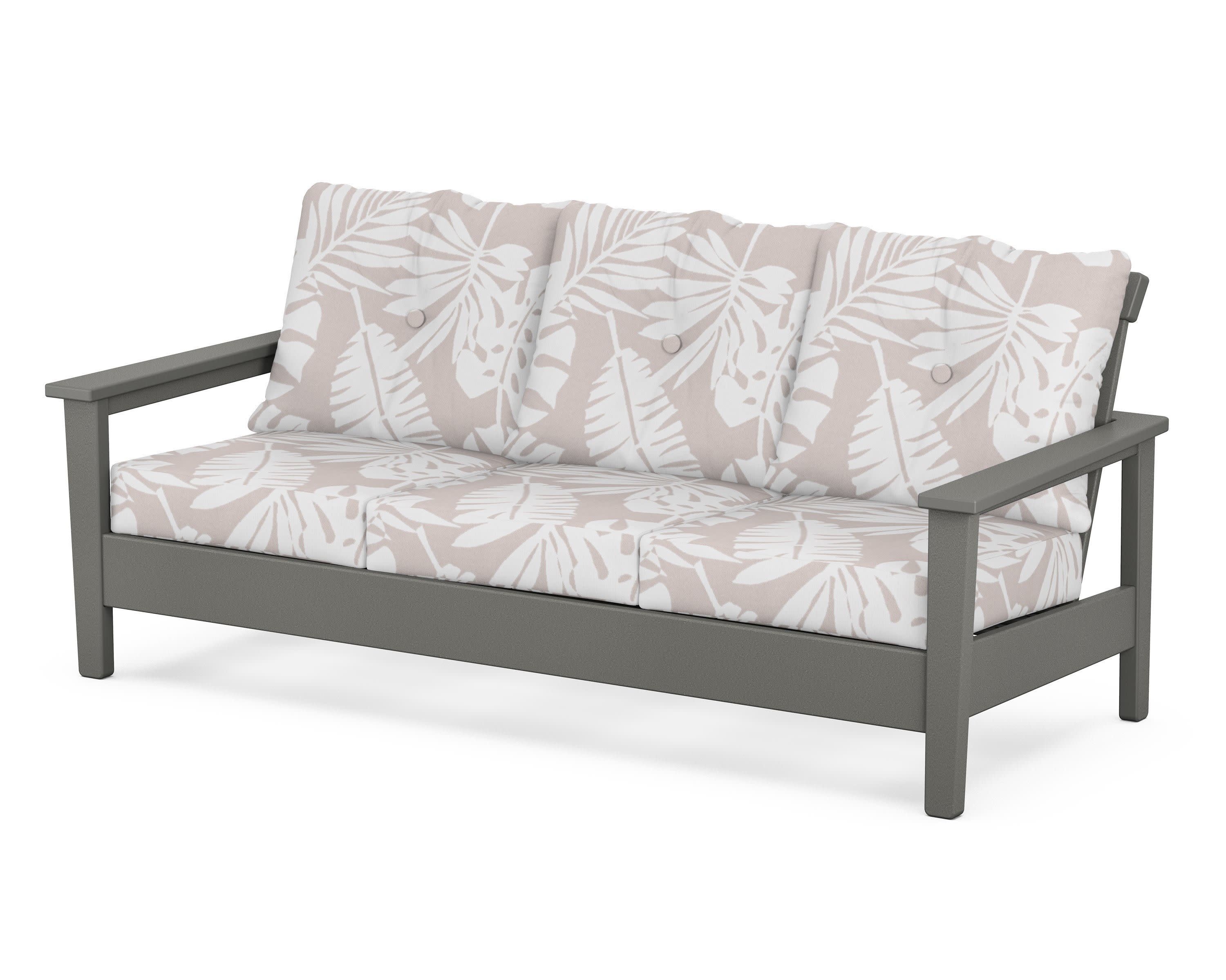 Prescott Deep Seating Sofa in Slate Grey / Leaf Dune Burlap