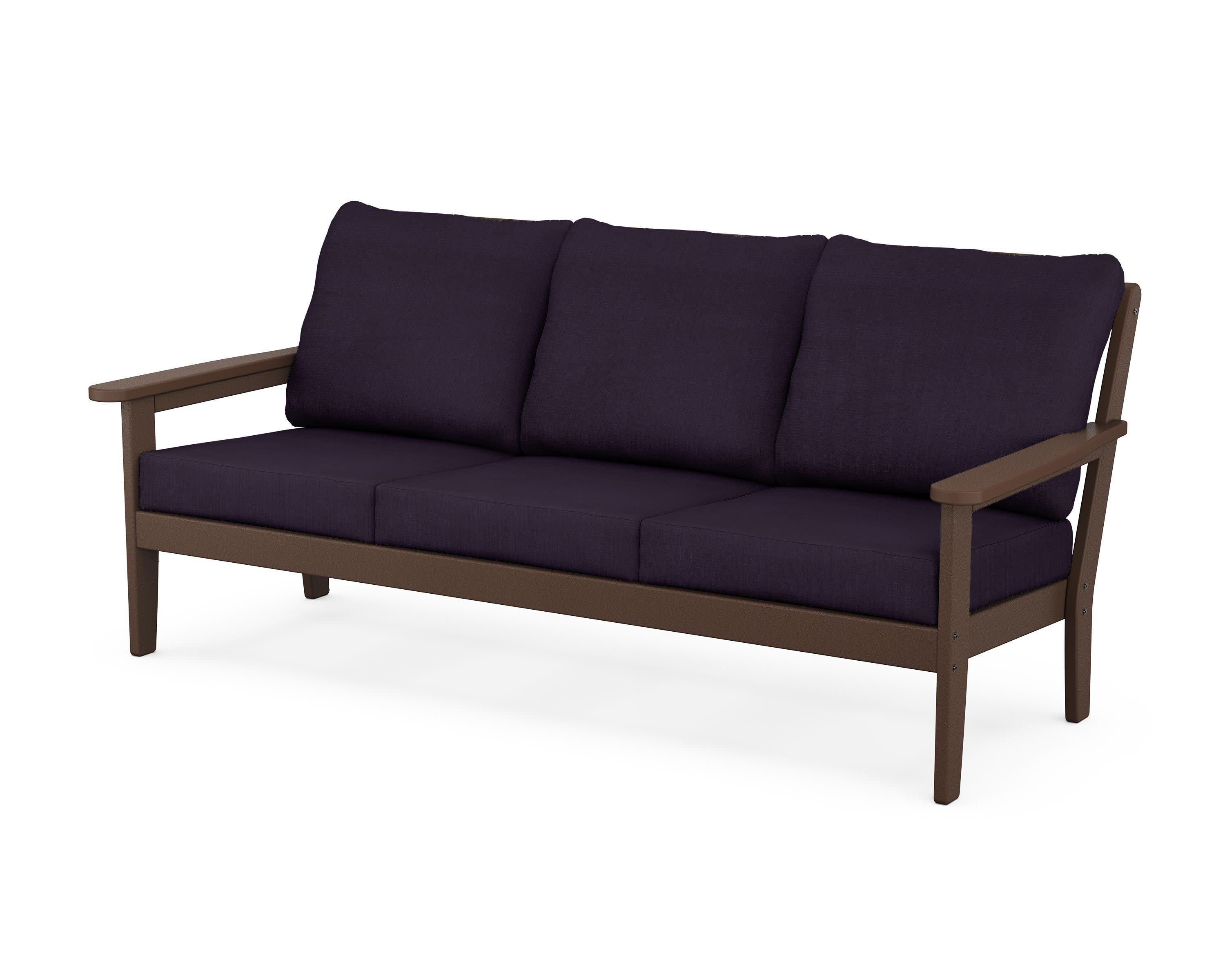 Cottage Deep Seating Sofa in Mahogany / Navy Linen