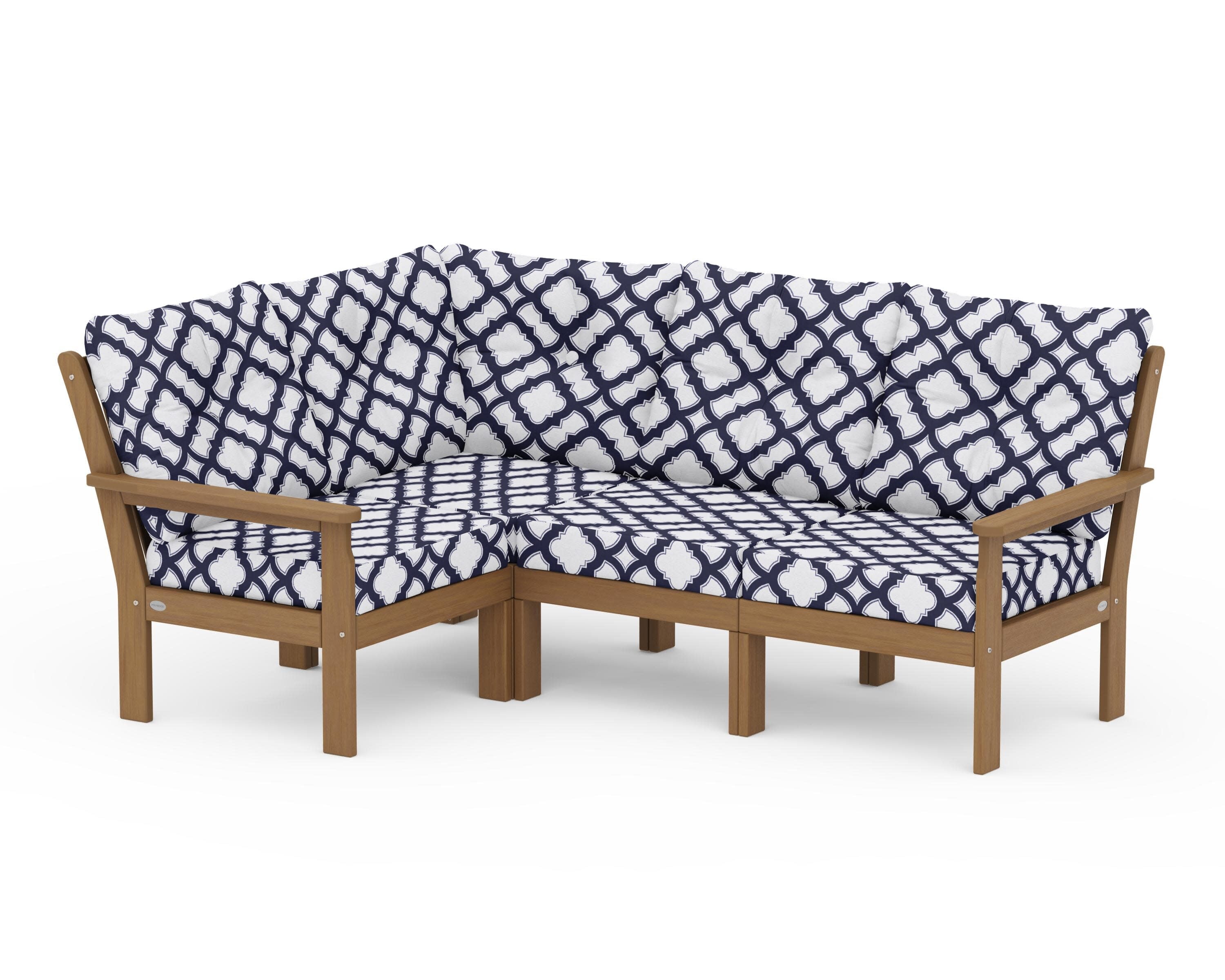 Vineyard 4-Piece Sectional in Natural / Trellis Navy