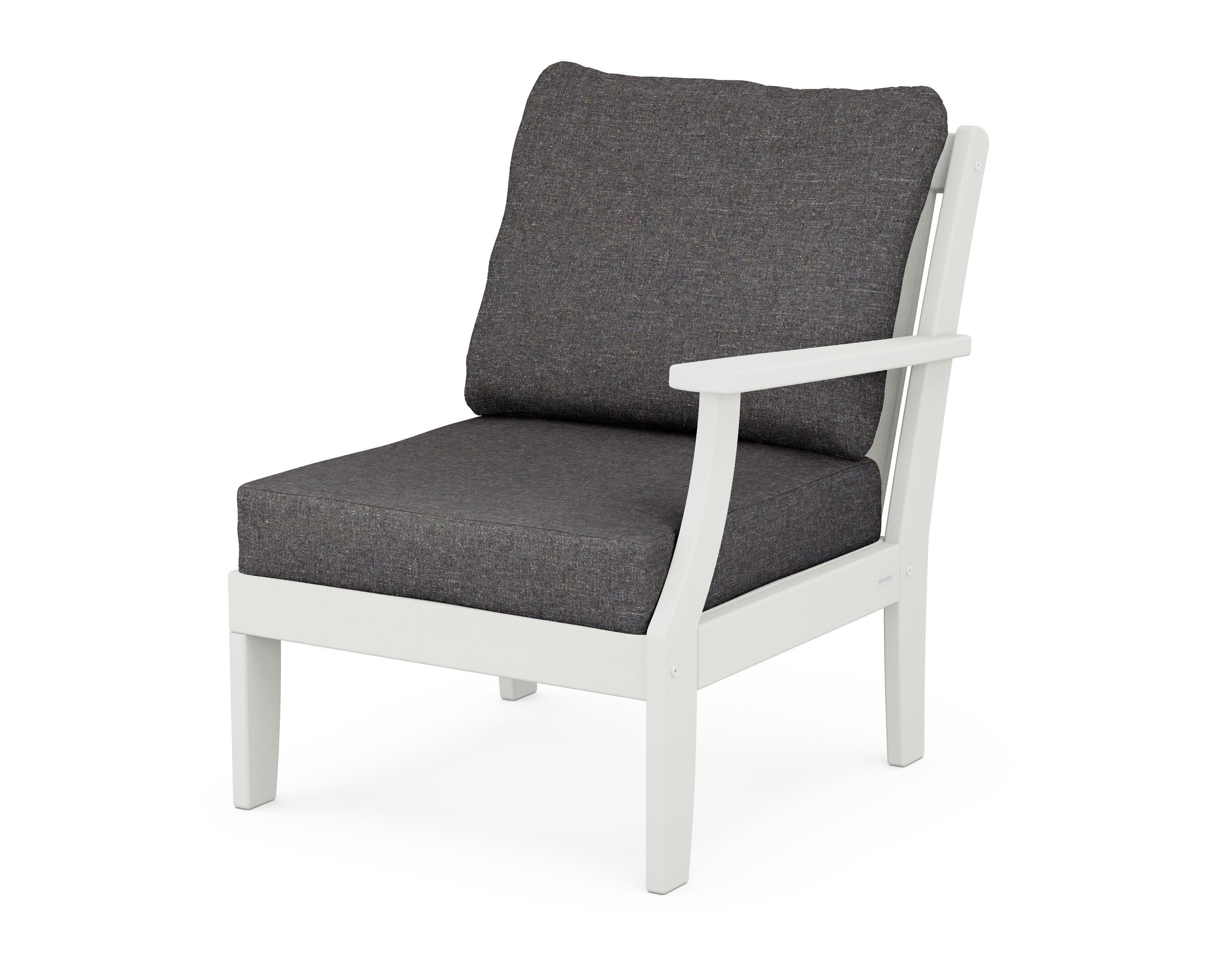 Braxton Modular Right Arm Chair in Vintage White / Ash Charcoal