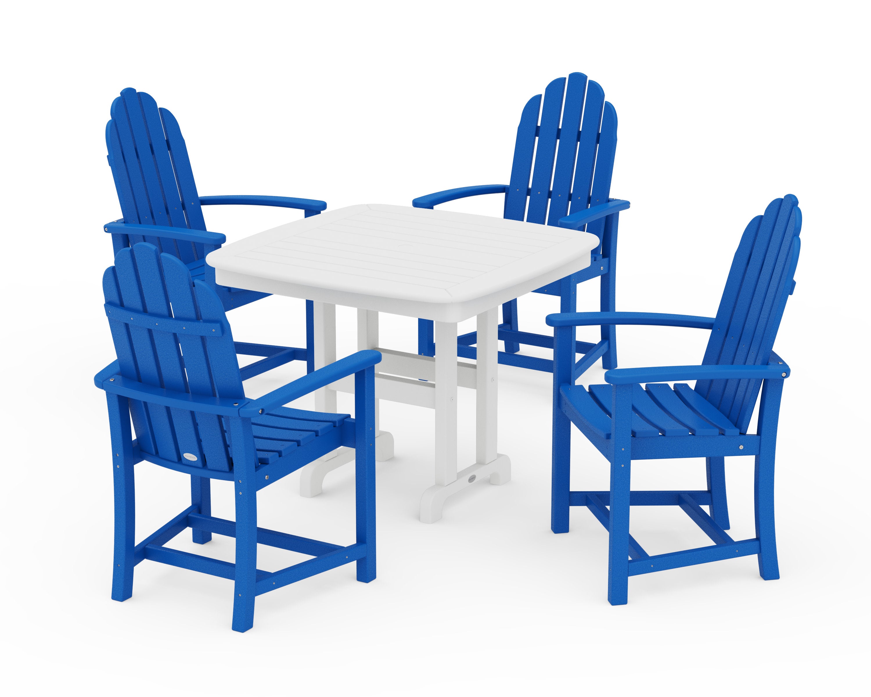 Classic Adirondack 5-Piece Dining Set in Pacific Blue / White