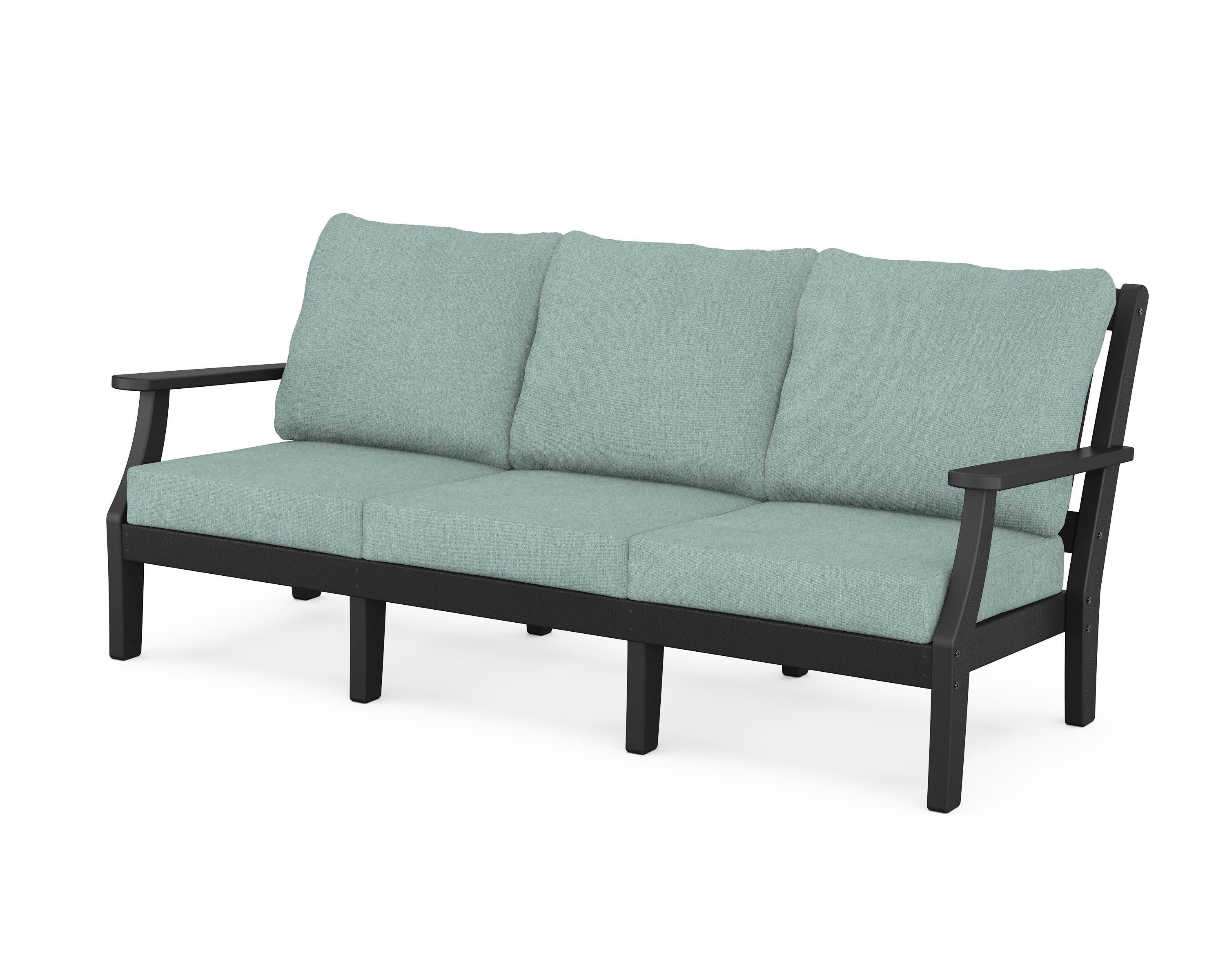 Chinoiserie Deep Seating Sofa in Black / Glacier Spa