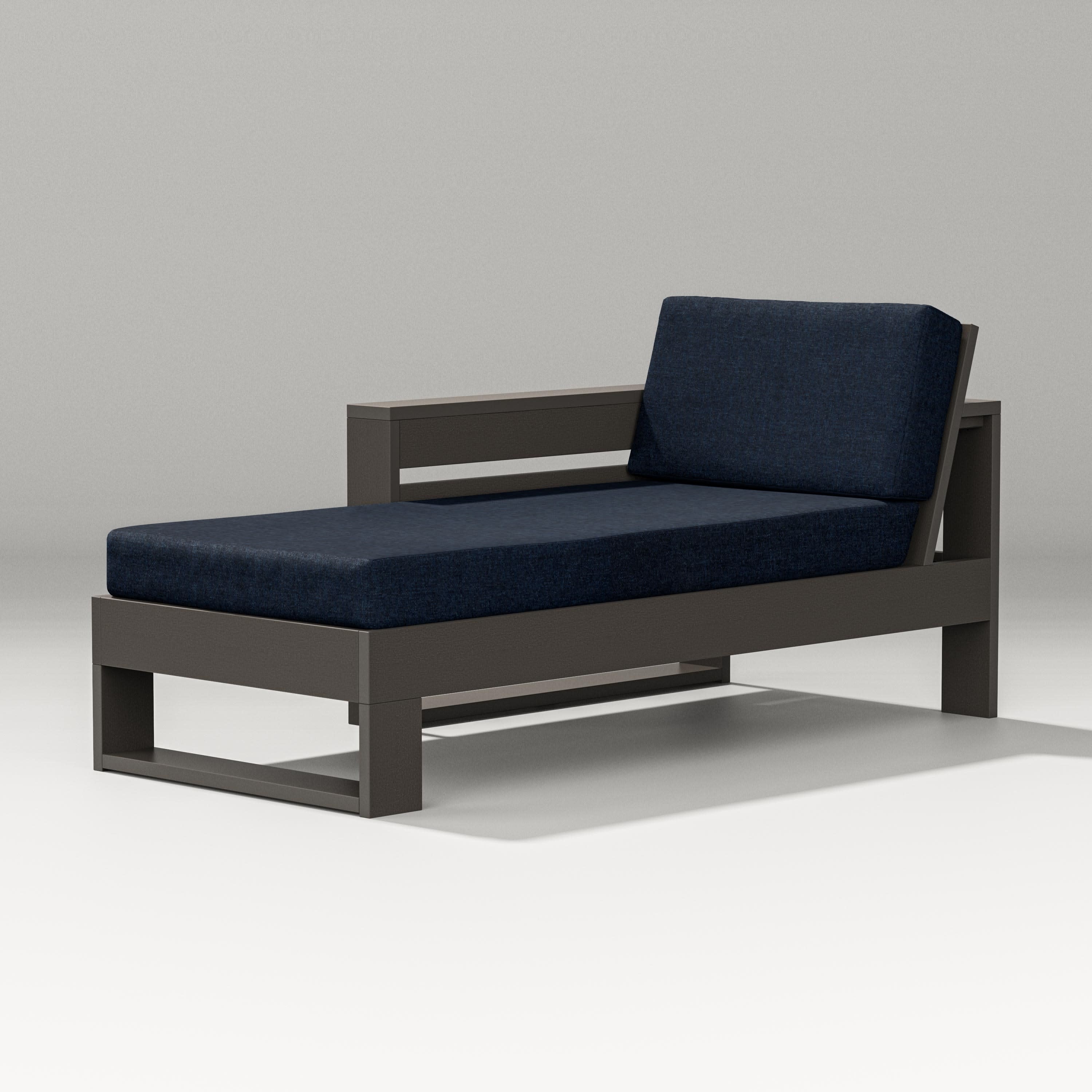 Latitude Modular Left Arm Chaise in Vintage Coffee / Marine Indigo