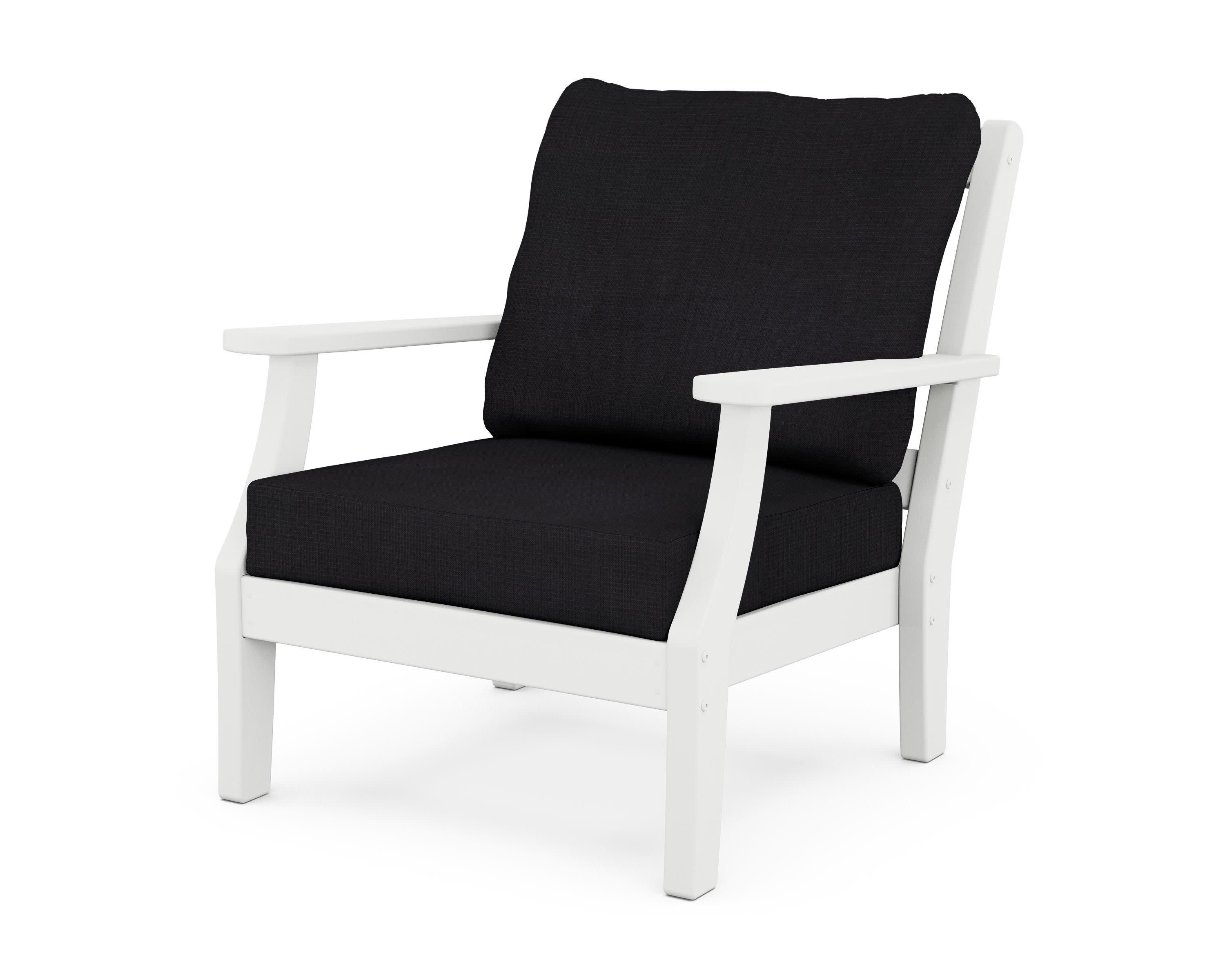 Chinoiserie Deep Seating Chair in White / Midnight Linen