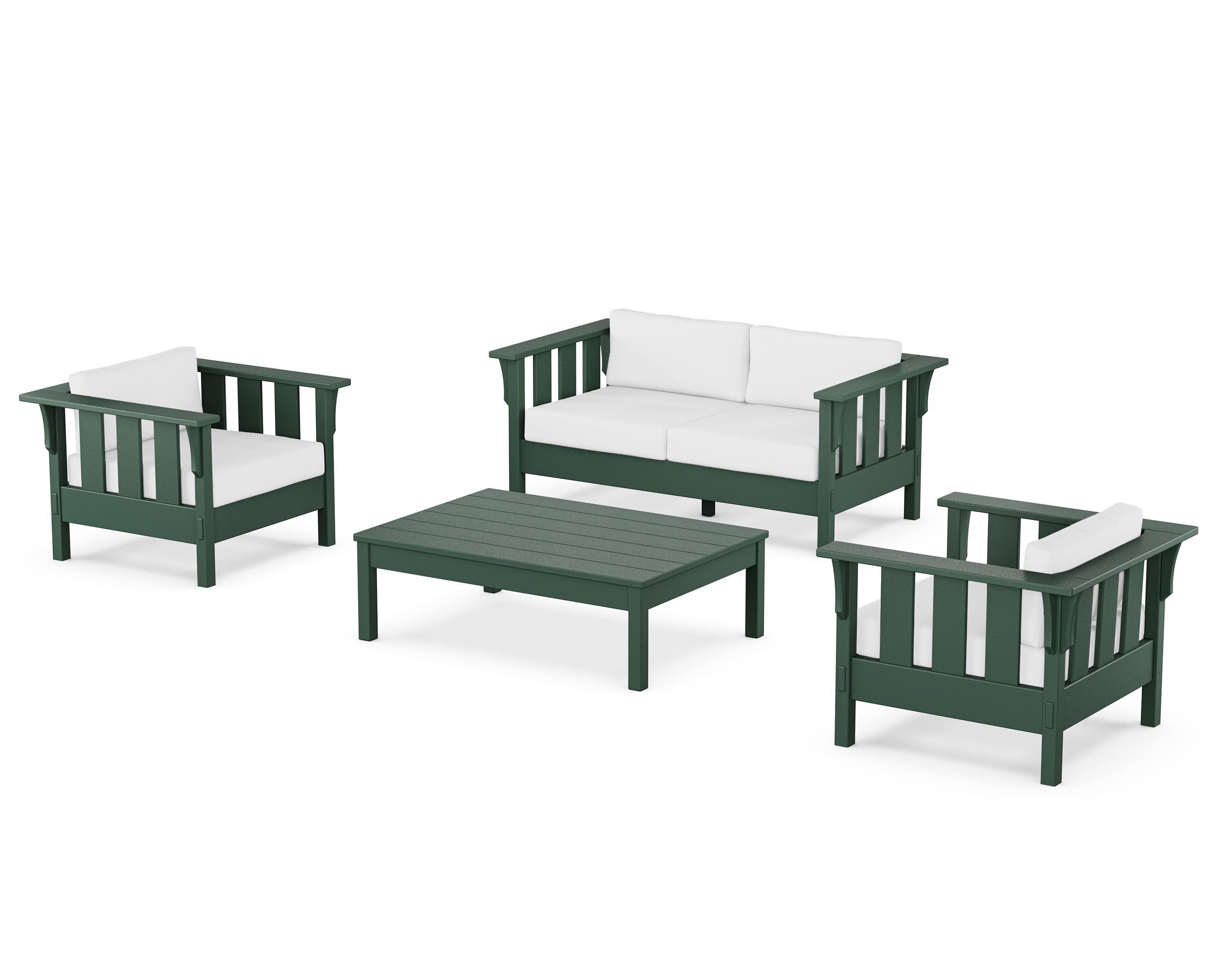 Acadia 4-Piece Deep Seating Set with Loveseat in Green / Natural
