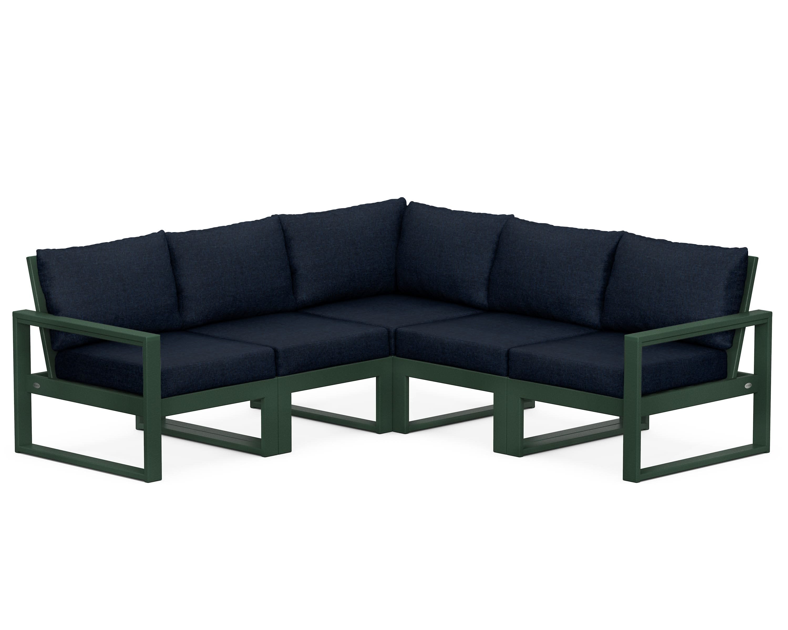 EDGE 5-Piece Modular Deep Seating Set in Green / Marine Indigo