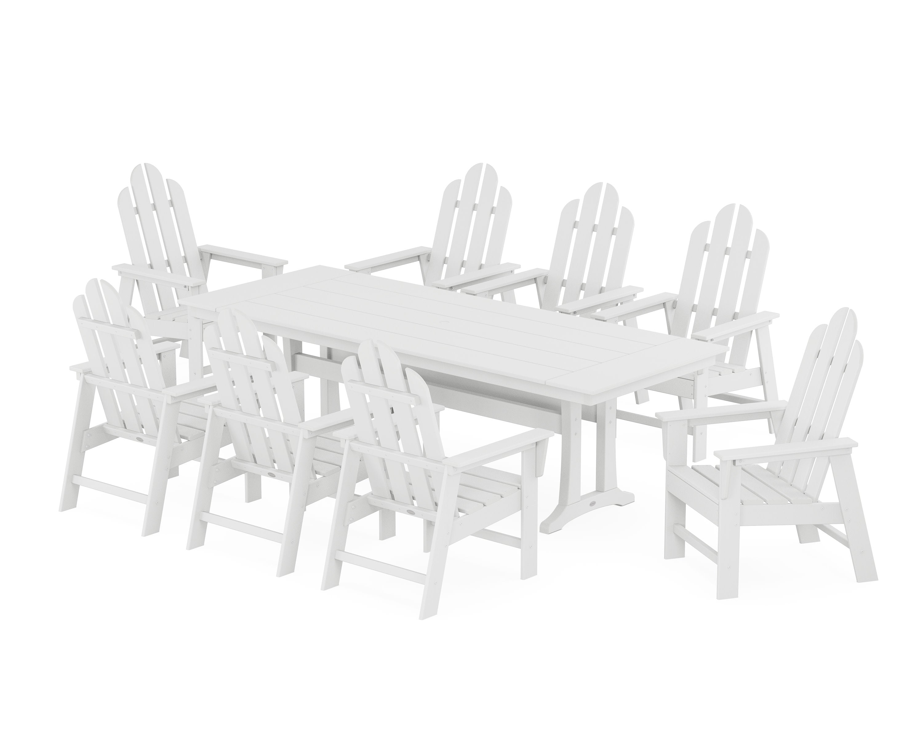 Long Island 9-Piece Farmhouse Dining Set with Trestle Legs in White