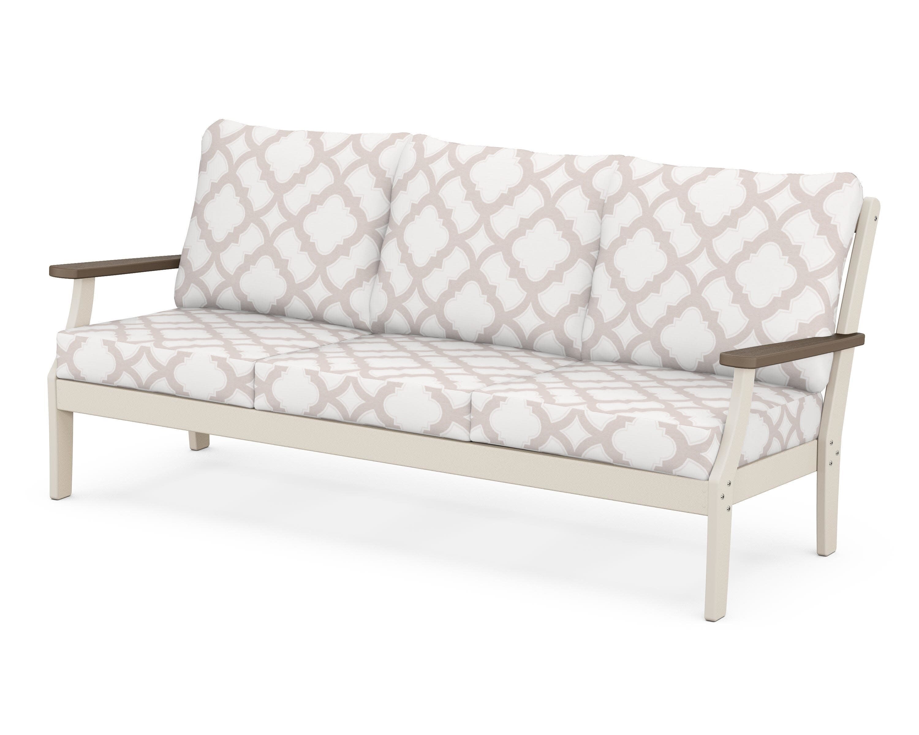 Braxton Deep Seating Sofa in Sand / Kona / Trellis Dune Burlap