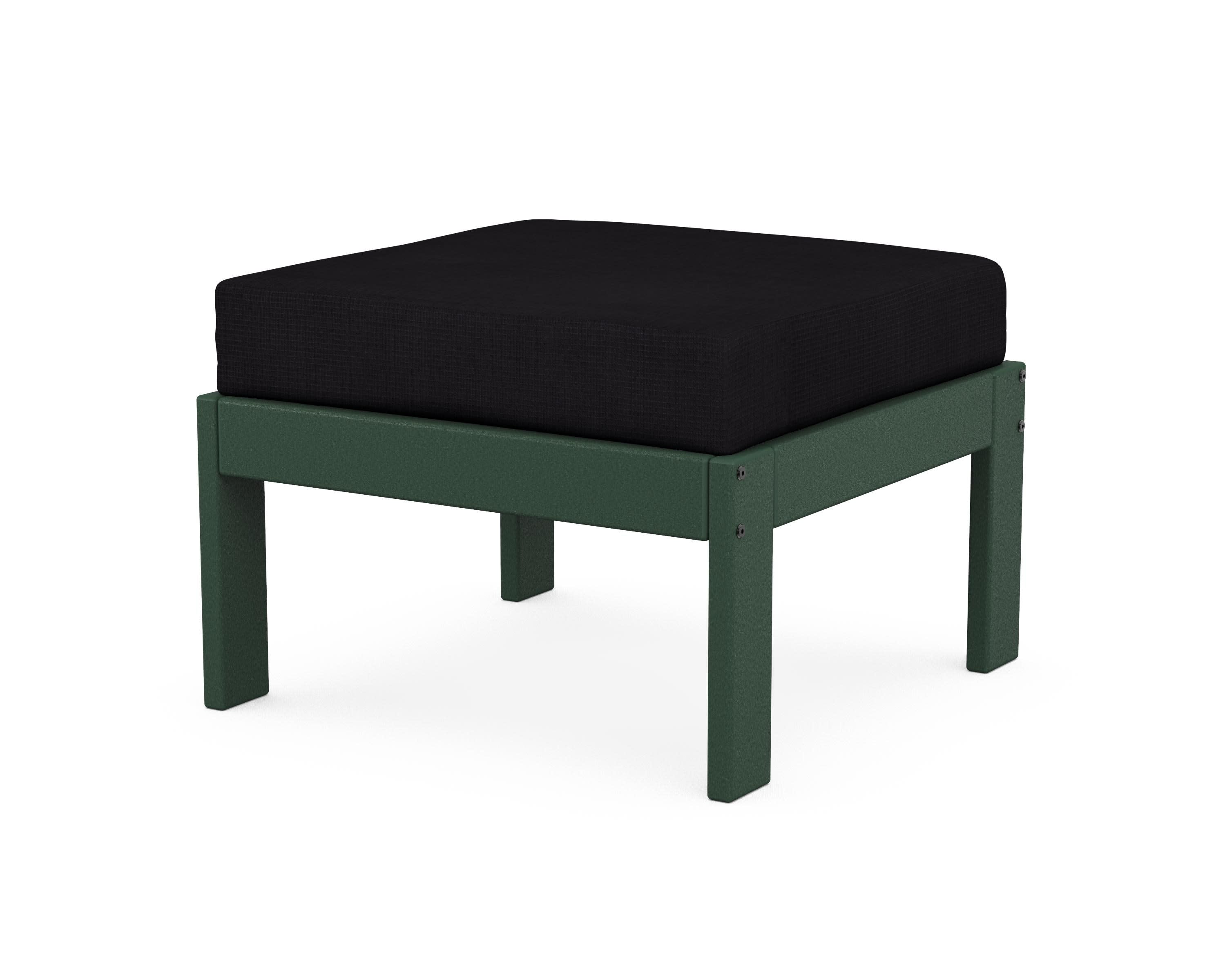 Vineyard Modular Ottoman in Green / Midnight Linen