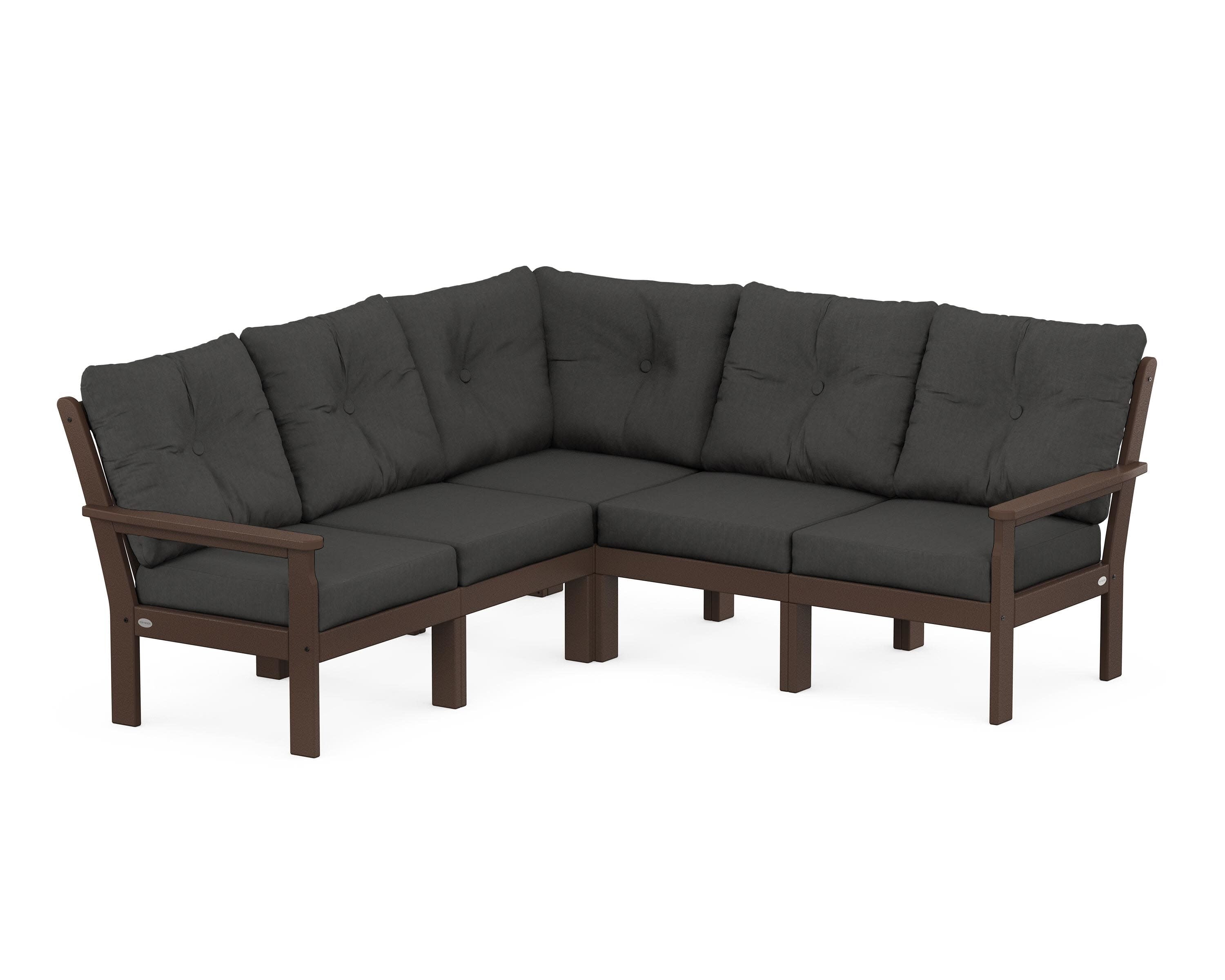 Vineyard 5-Piece Sectional in Mahogany / Spectrum Carbon