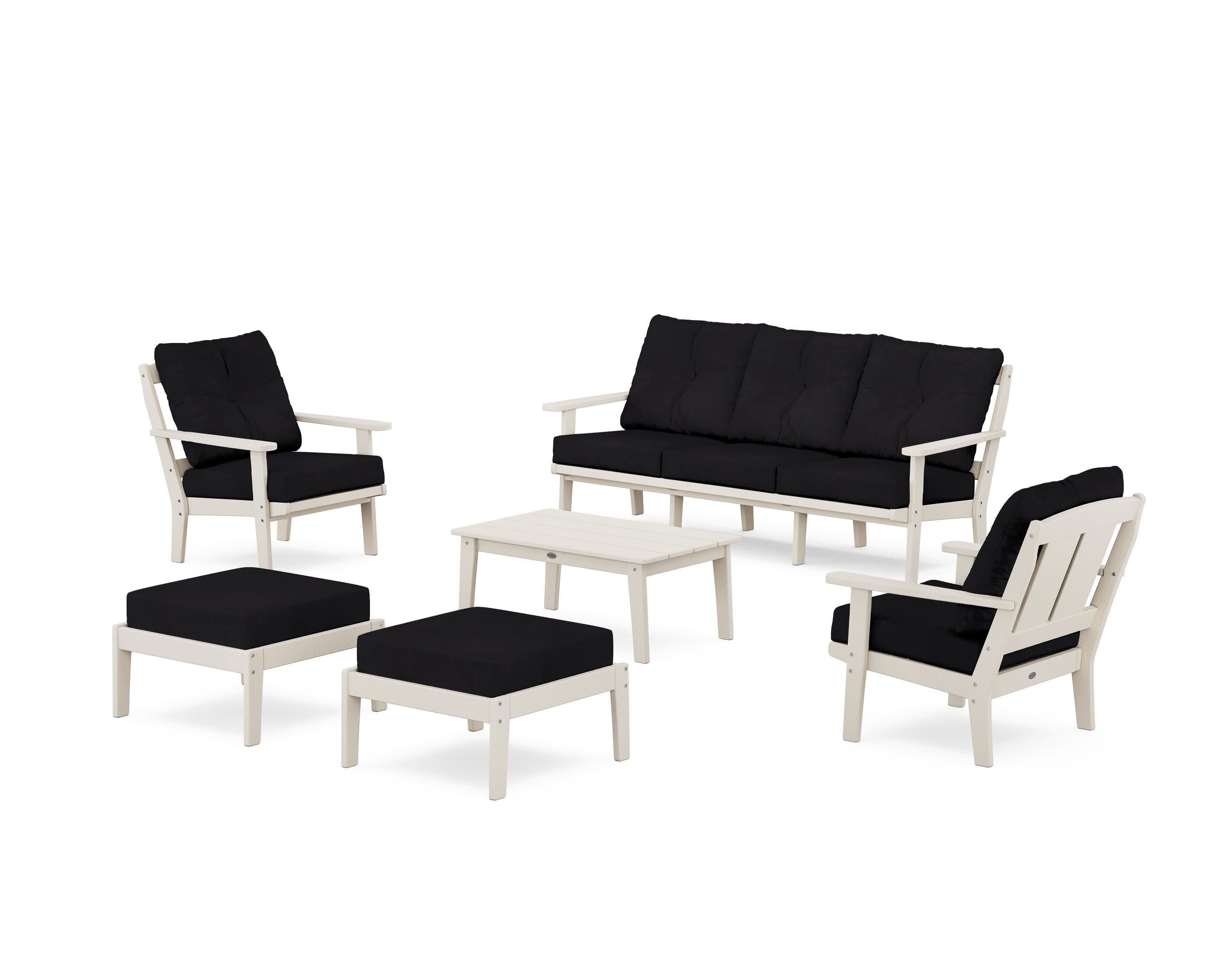 Mission 6-Piece Lounge Sofa Set in Sand / Midnight Linen