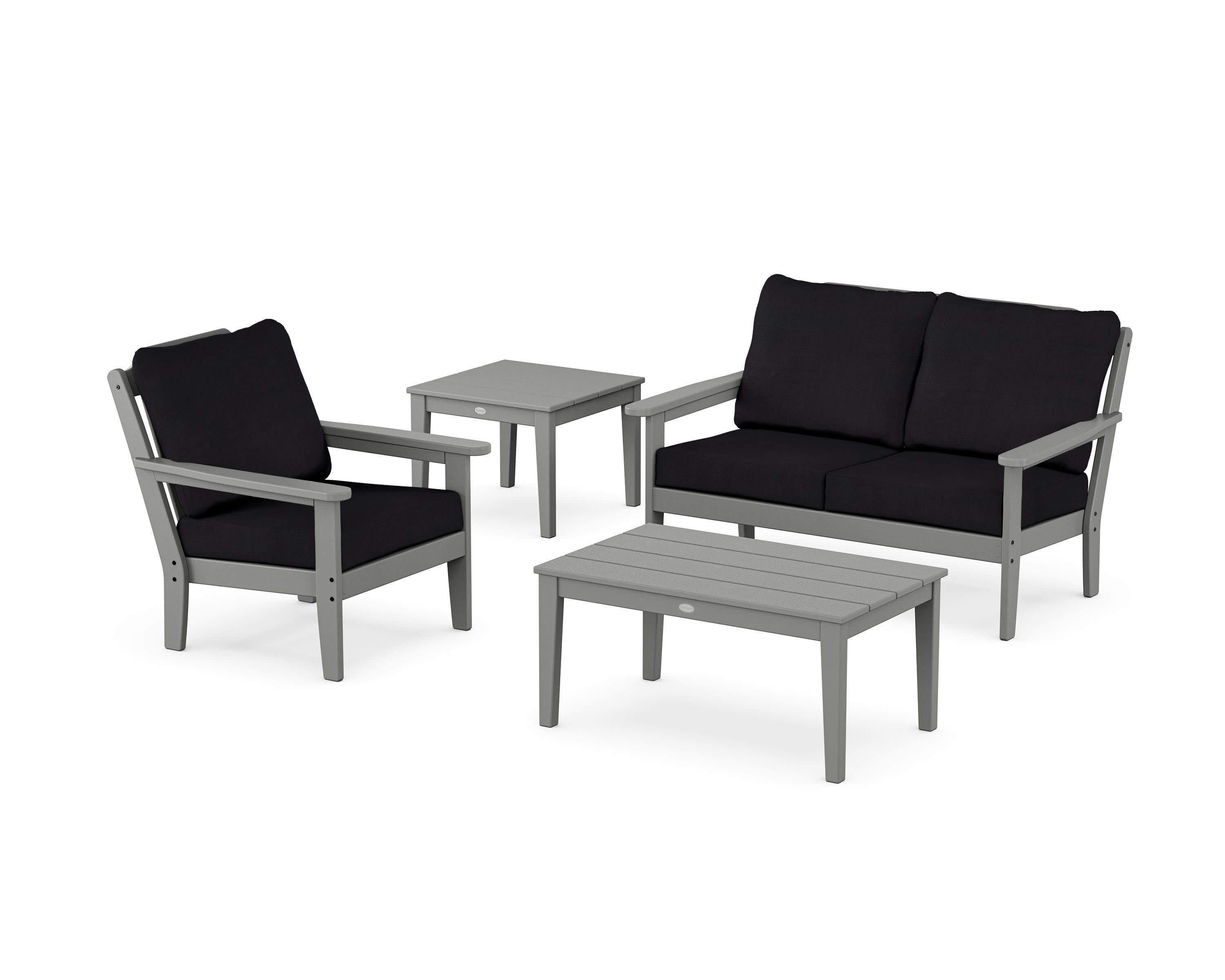 Wovendale 4-Piece Deep Seating Set in Slate Grey / Midnight Linen