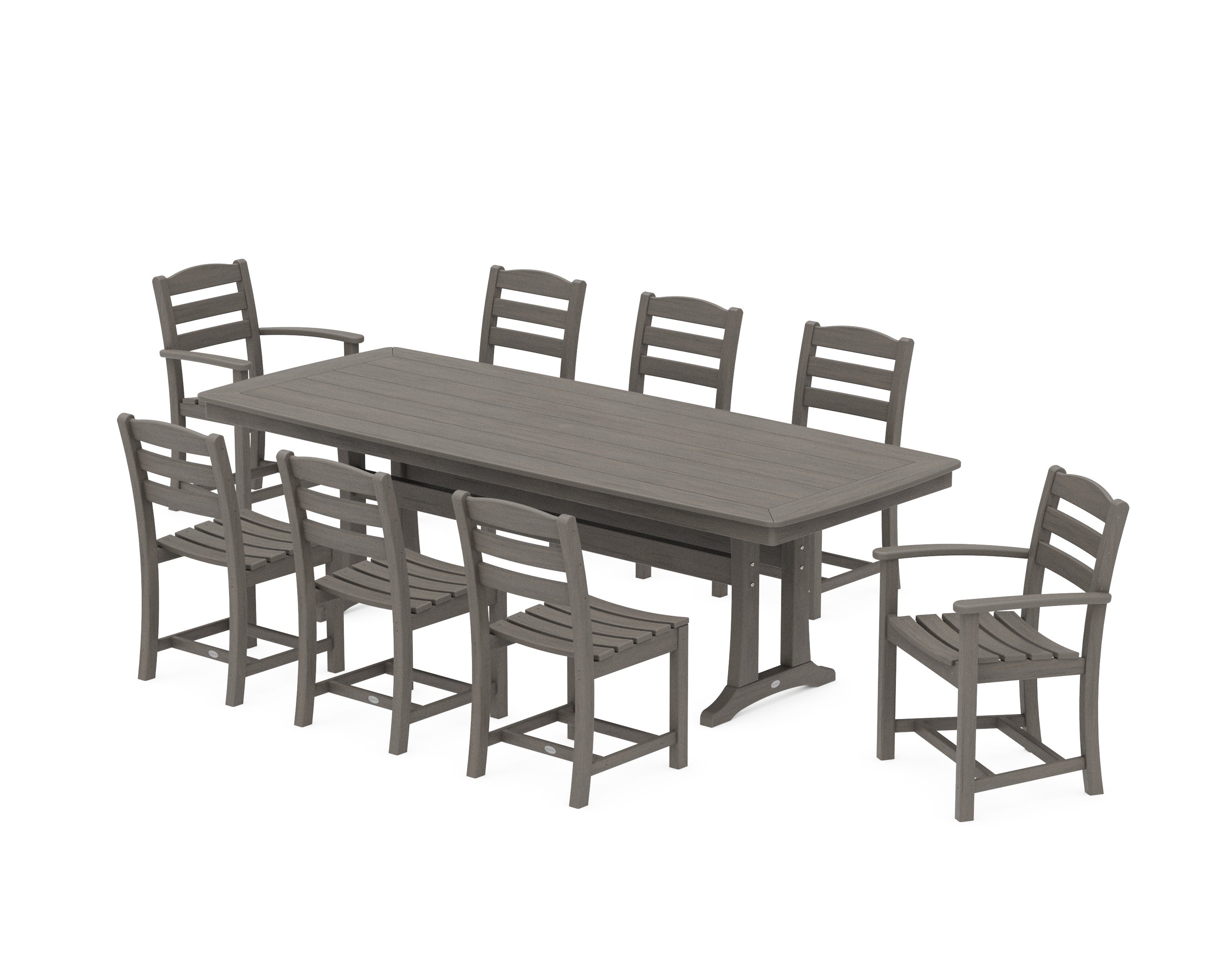La Casa Caf 9-Piece Dining Set with Trestle Legs in Driftwood