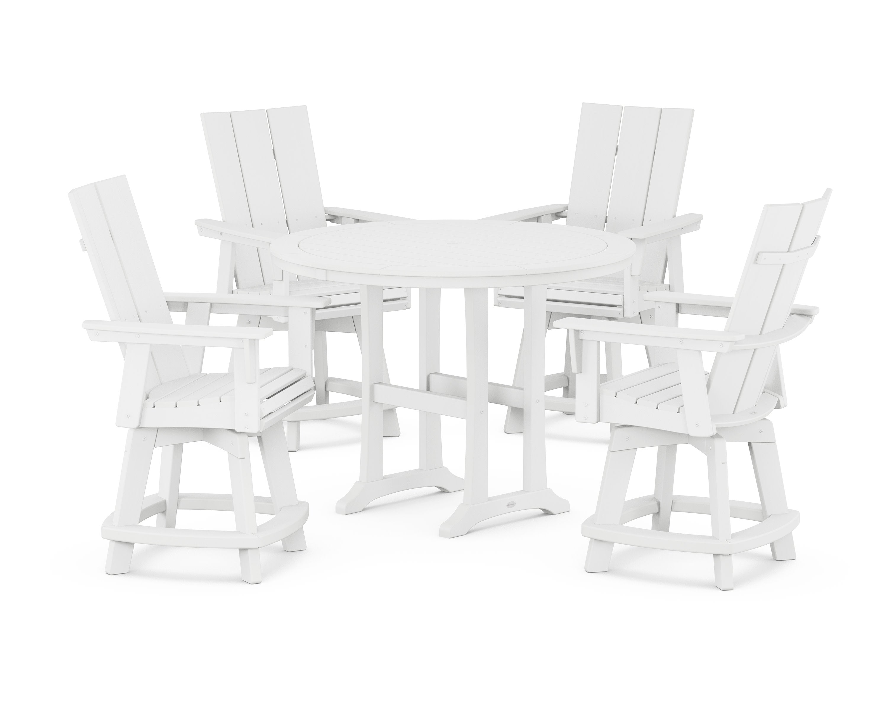5-Piece Modern Swivel Counter Set in White