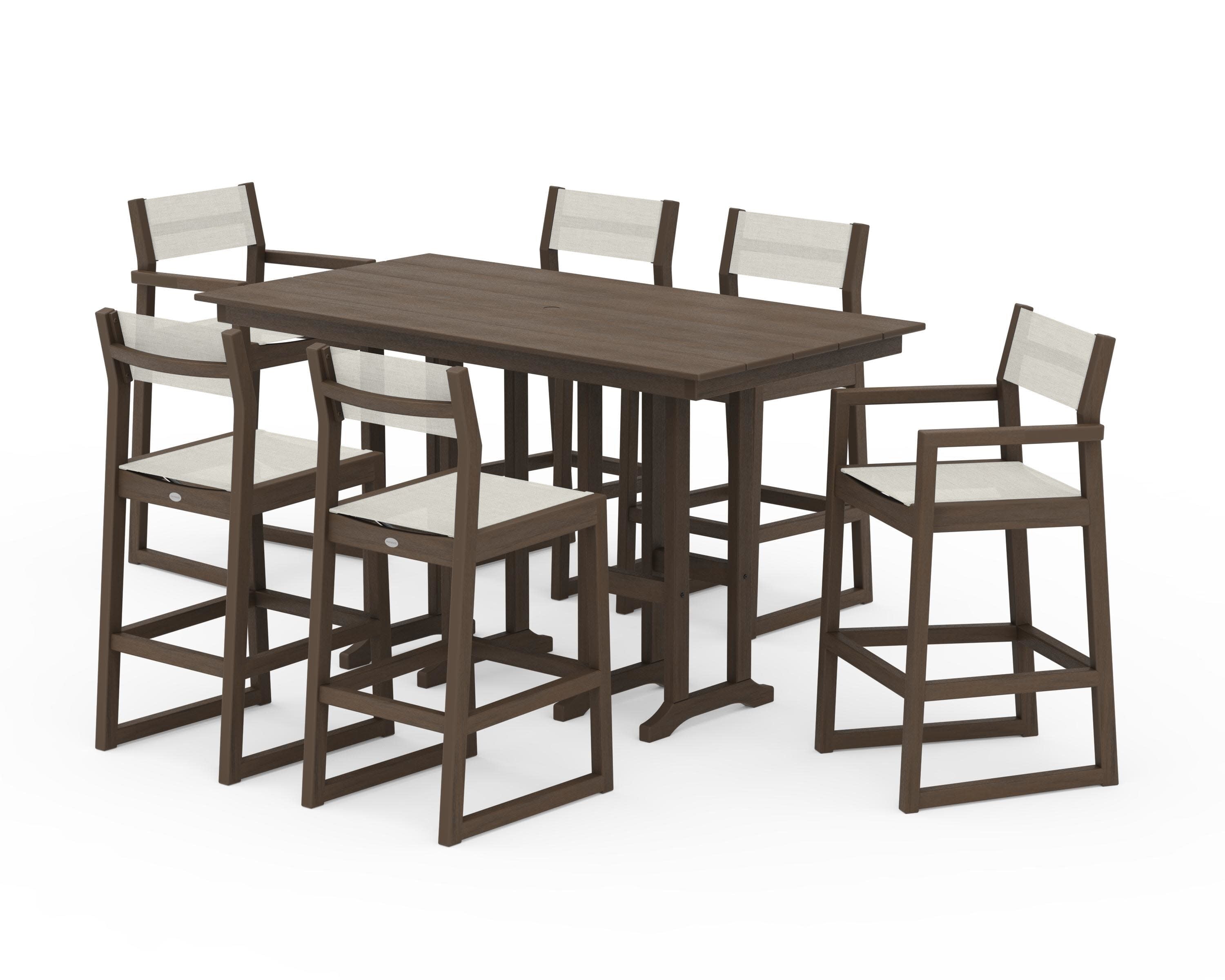 EDGE Sling 7-Piece Farmhouse Bar Set in Kona / Parchment Sling