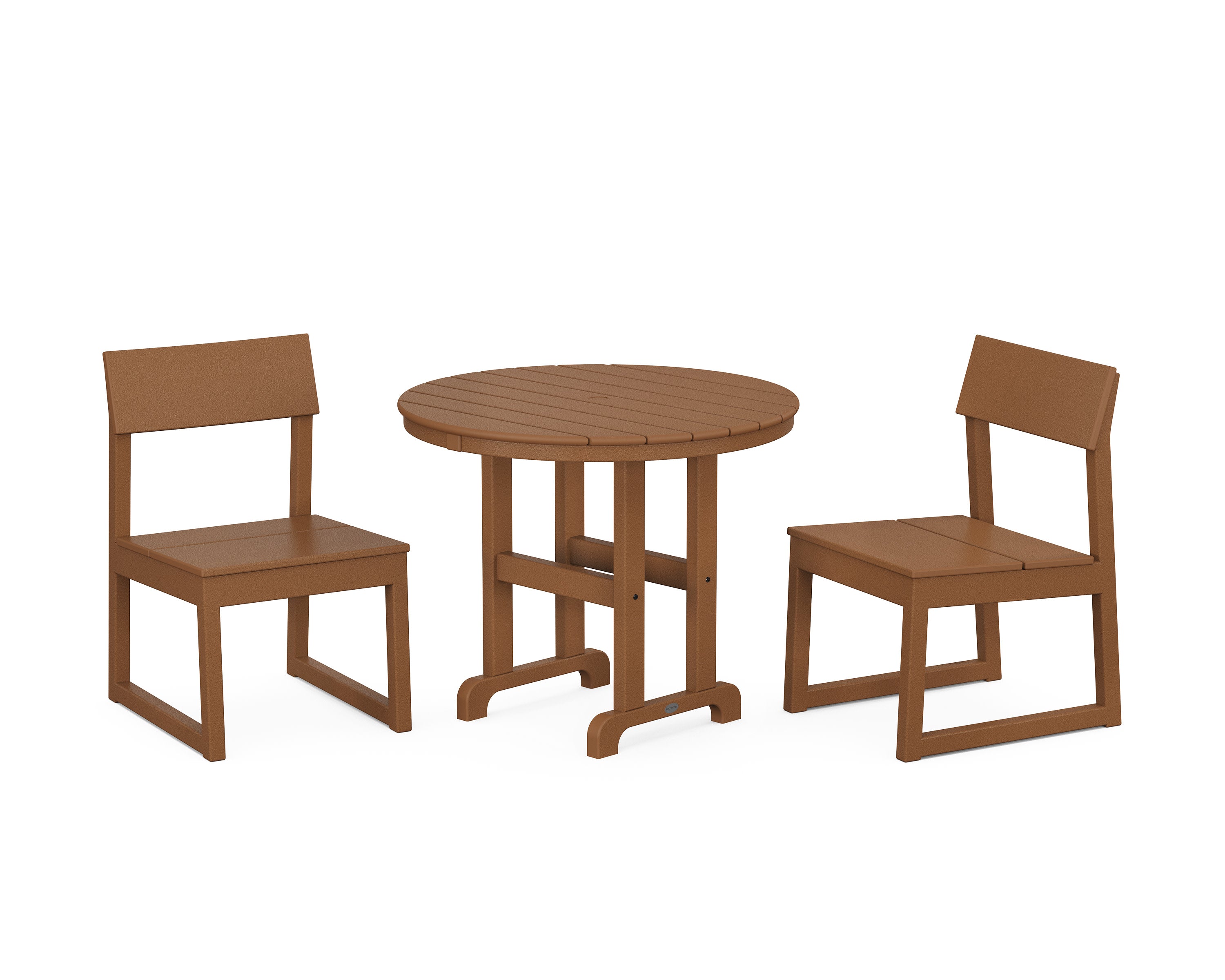 EDGE Side Chair 3-Piece Round Dining Set in Teak
