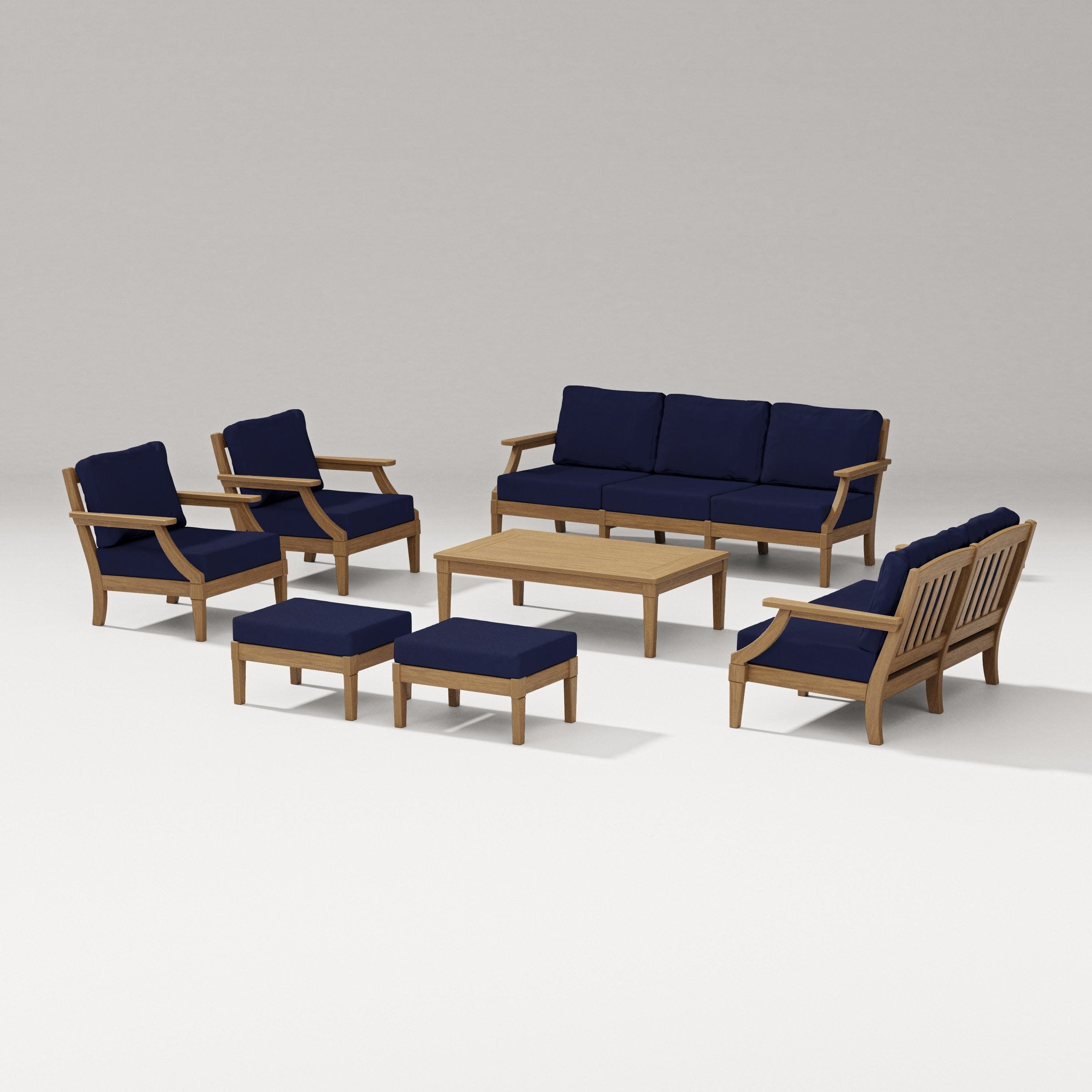 Estate 7-Piece Lounge Sofa Set in Natural / Navy