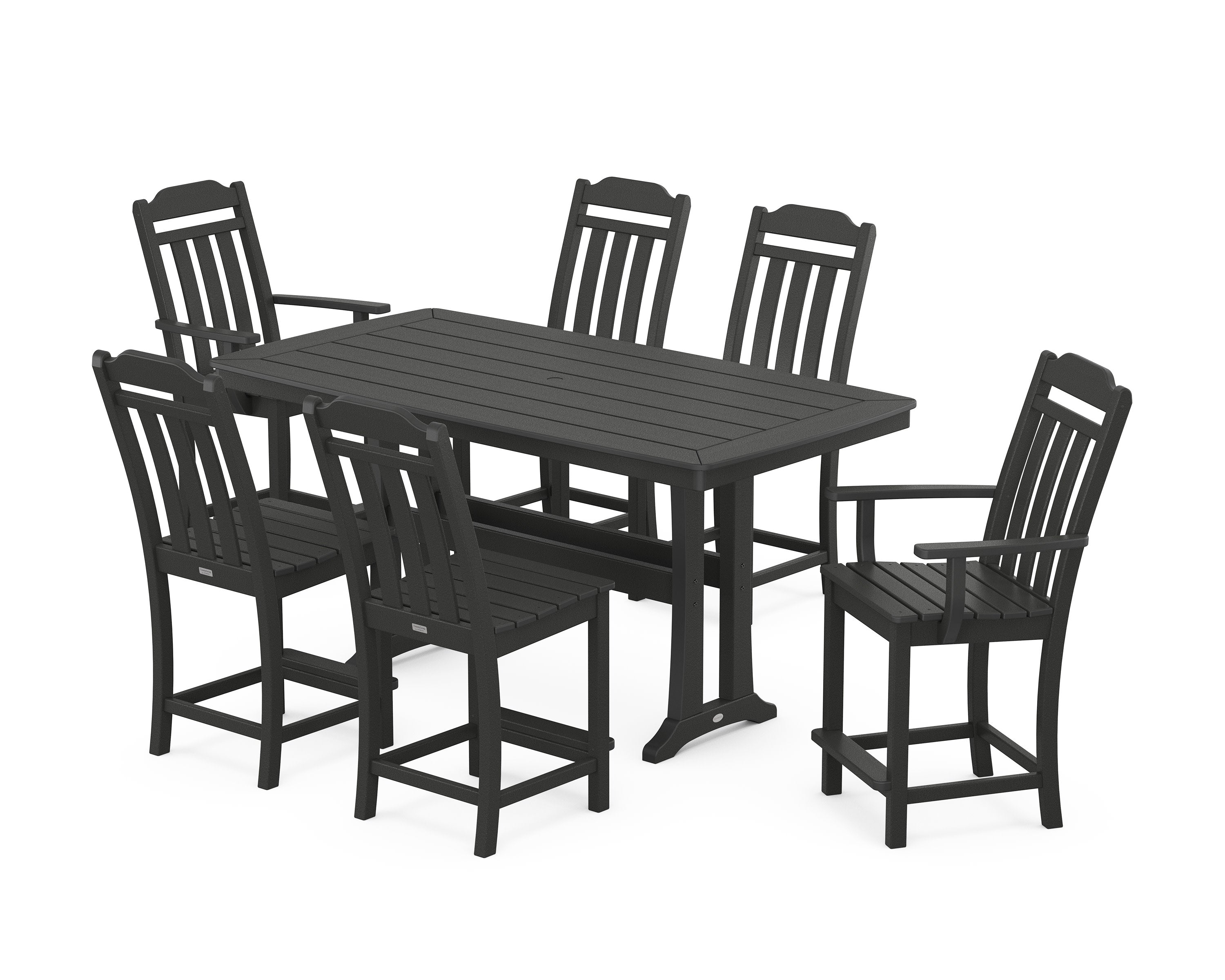 Cottage 7-Piece Counter Set with Trestle Legs in Black